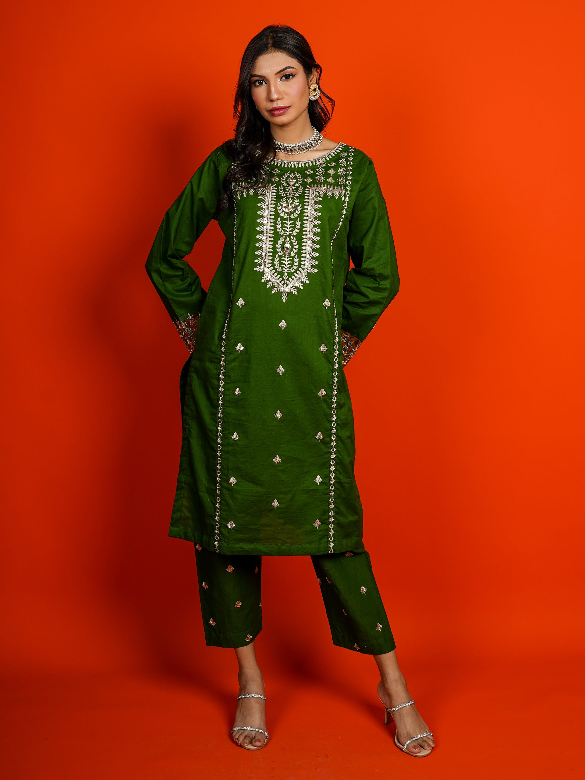 Green Embroidered 2 pc - 54960