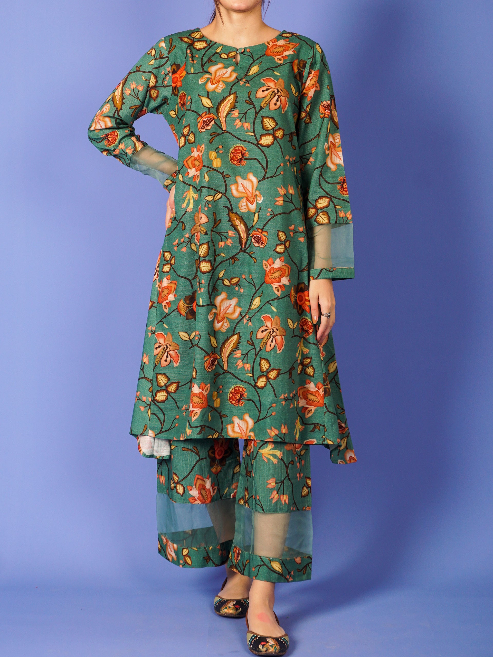 Green Khaddar Digital Printed 2 pc - 54520