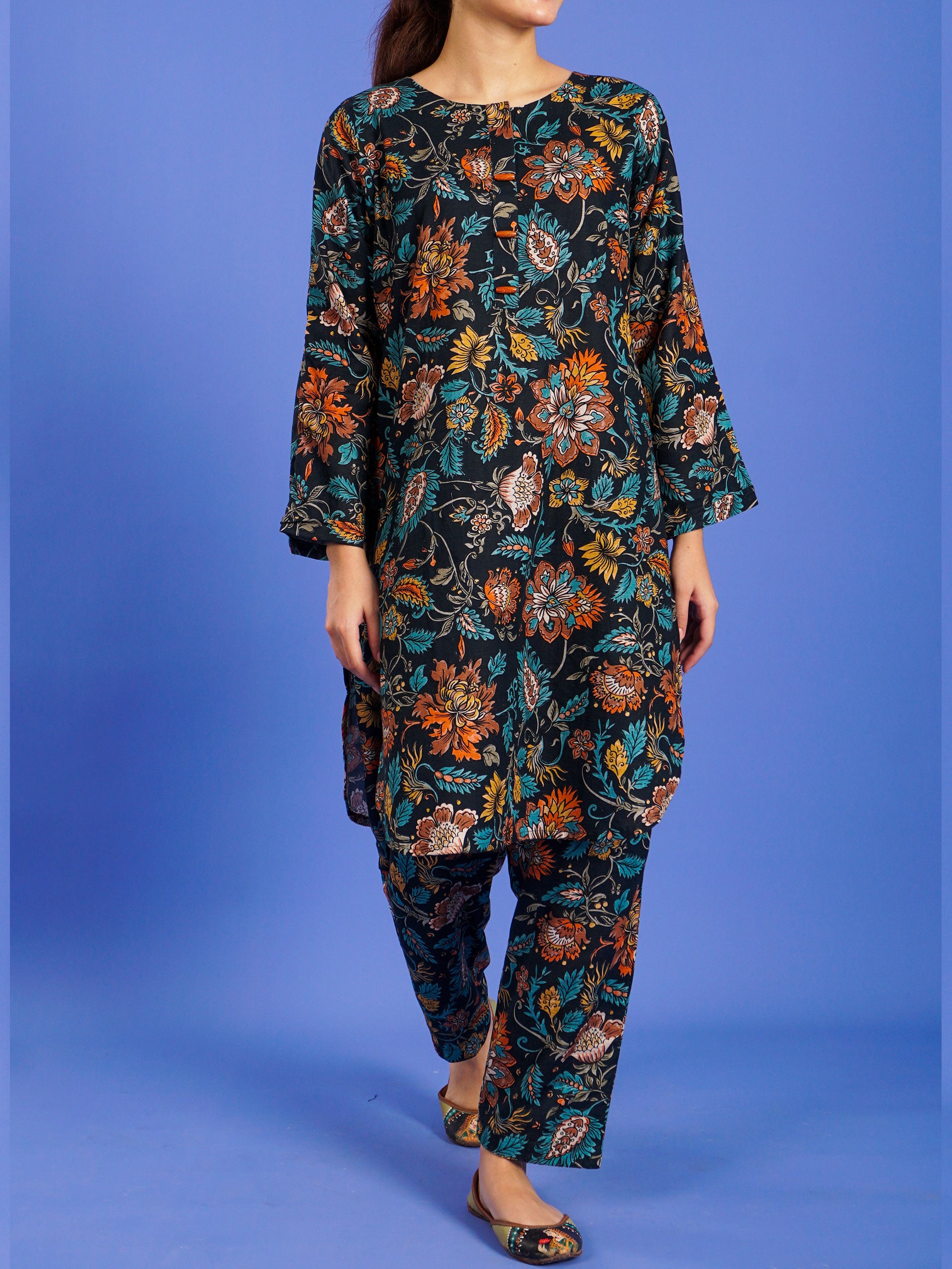 Green Khaddar Digital Printed 2 pc - 55039