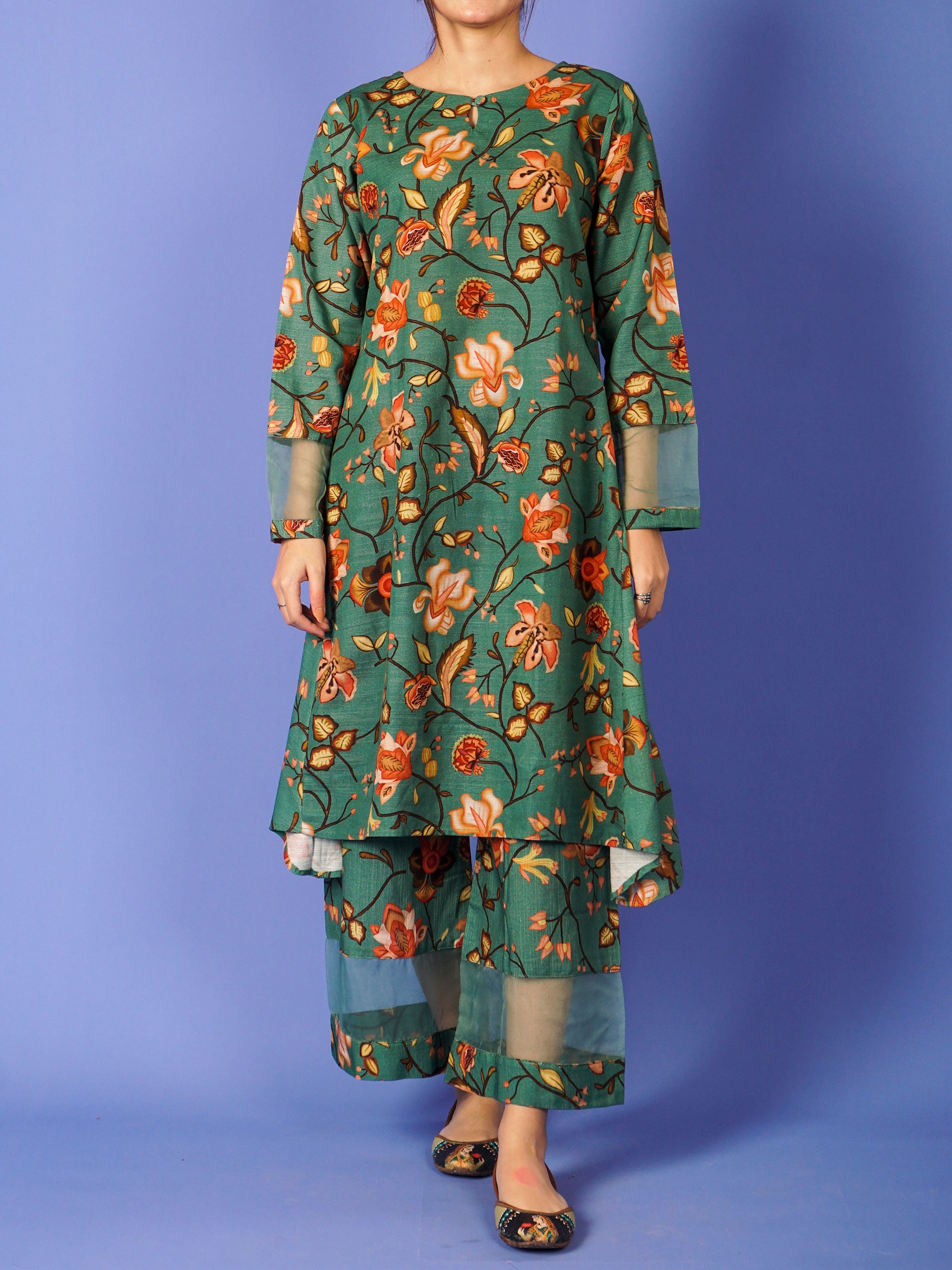 Green Khaddar Digital Printed 2 pc - 54520