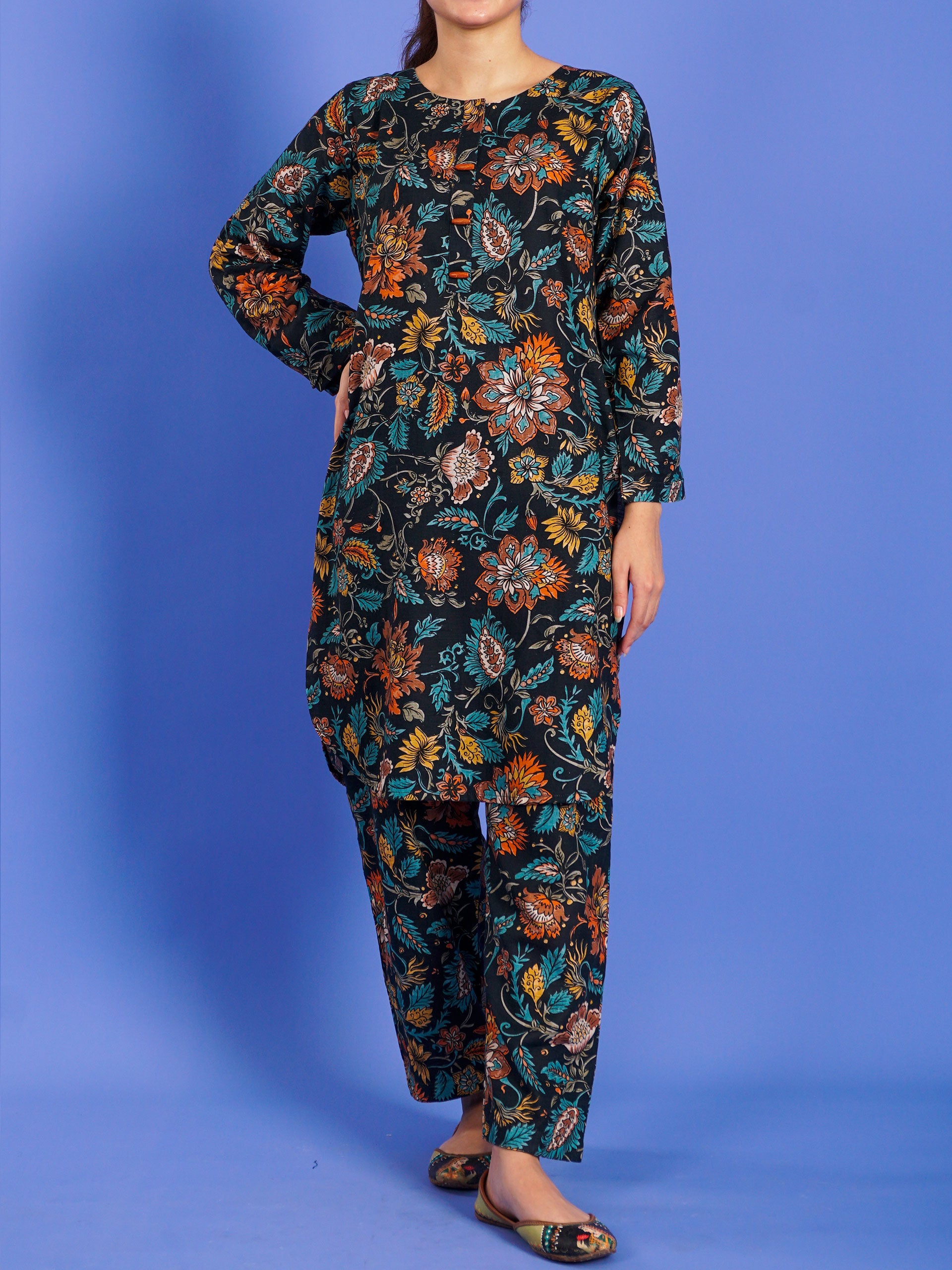 Green Khaddar Digital Printed 2 pc - 55039