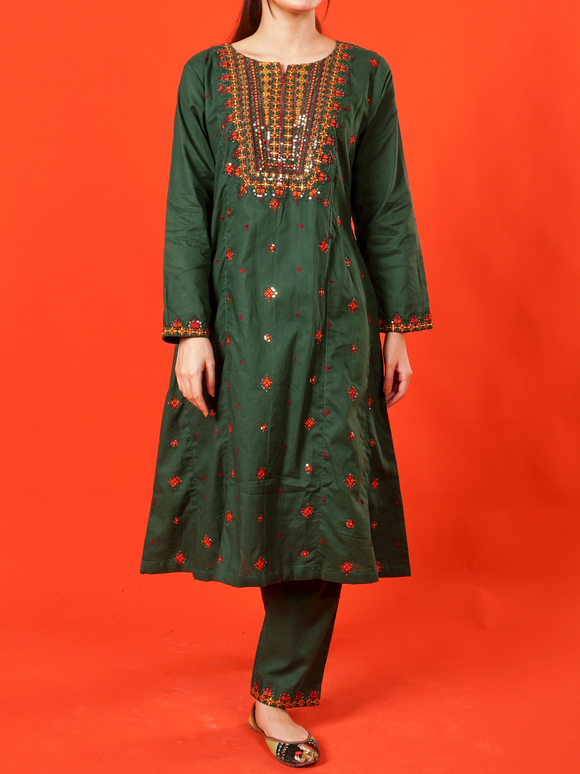 Green Embroidered 2 pc - 55002