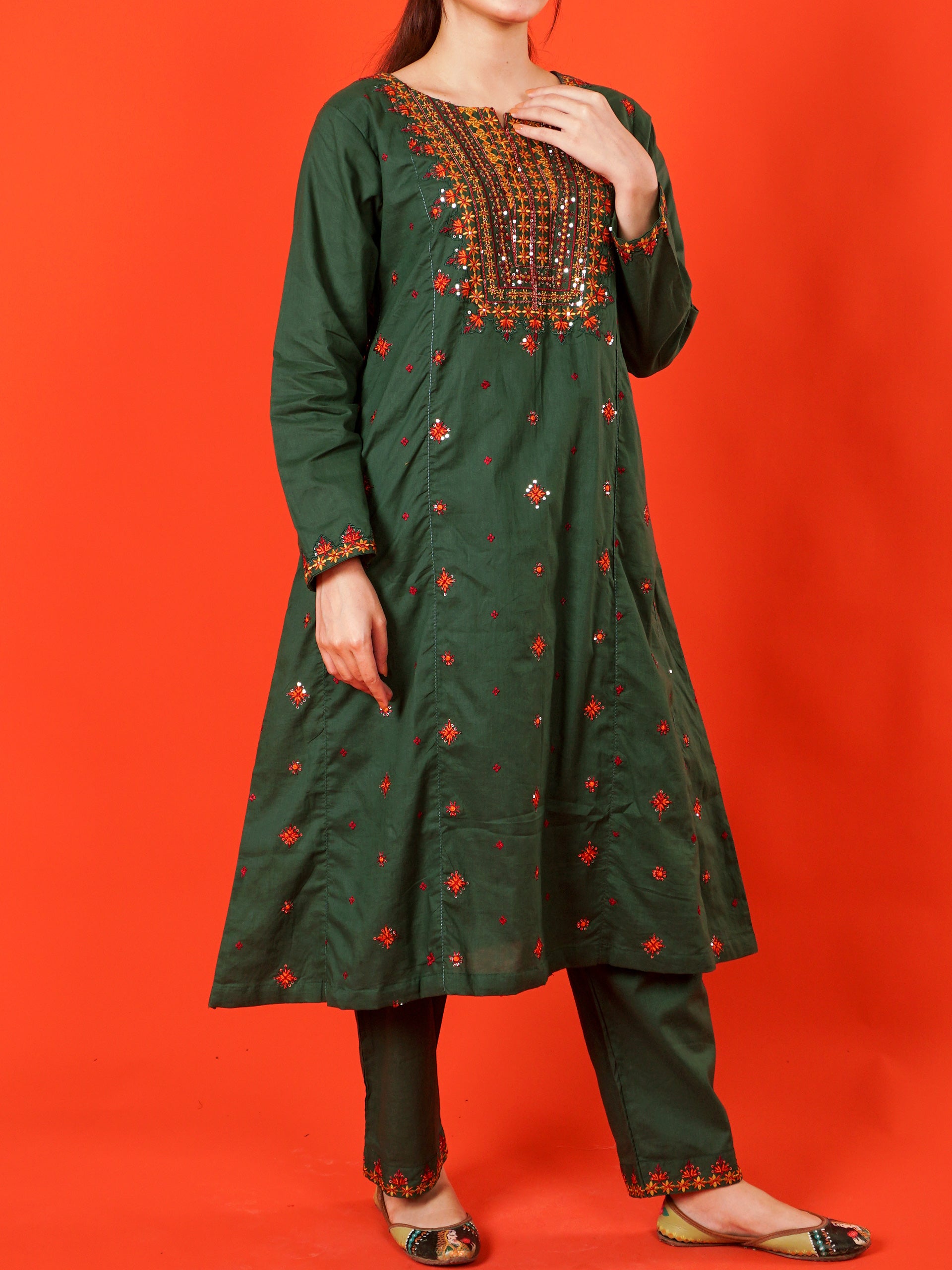 Green Embroidered 2 pc - 55002