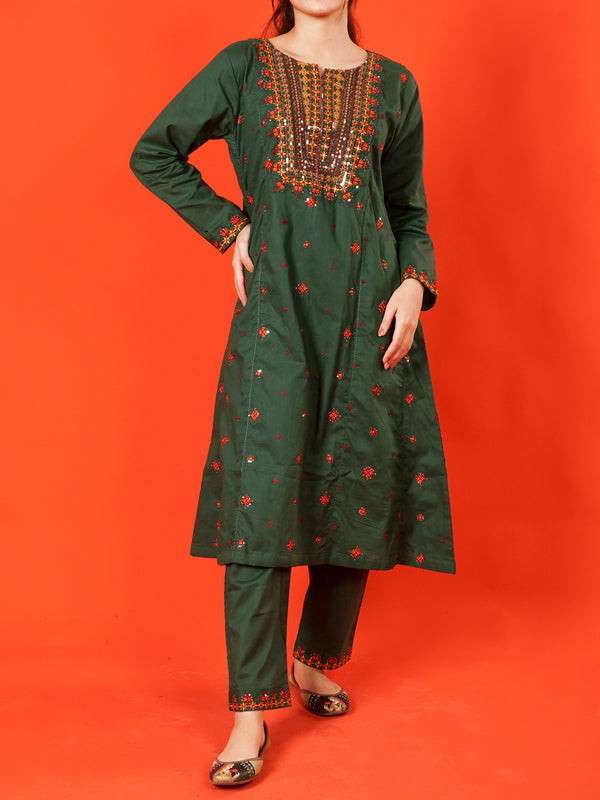 Green Embroidered 2 pc - 55002