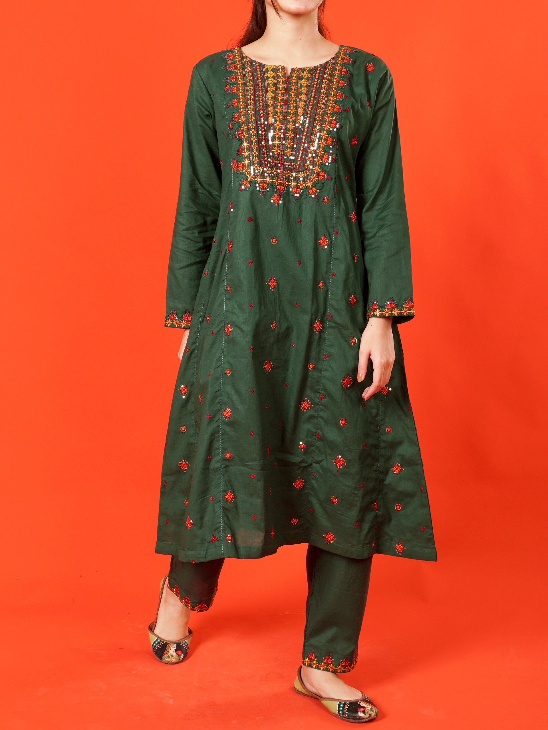 Green Embroidered 2 pc - 55002