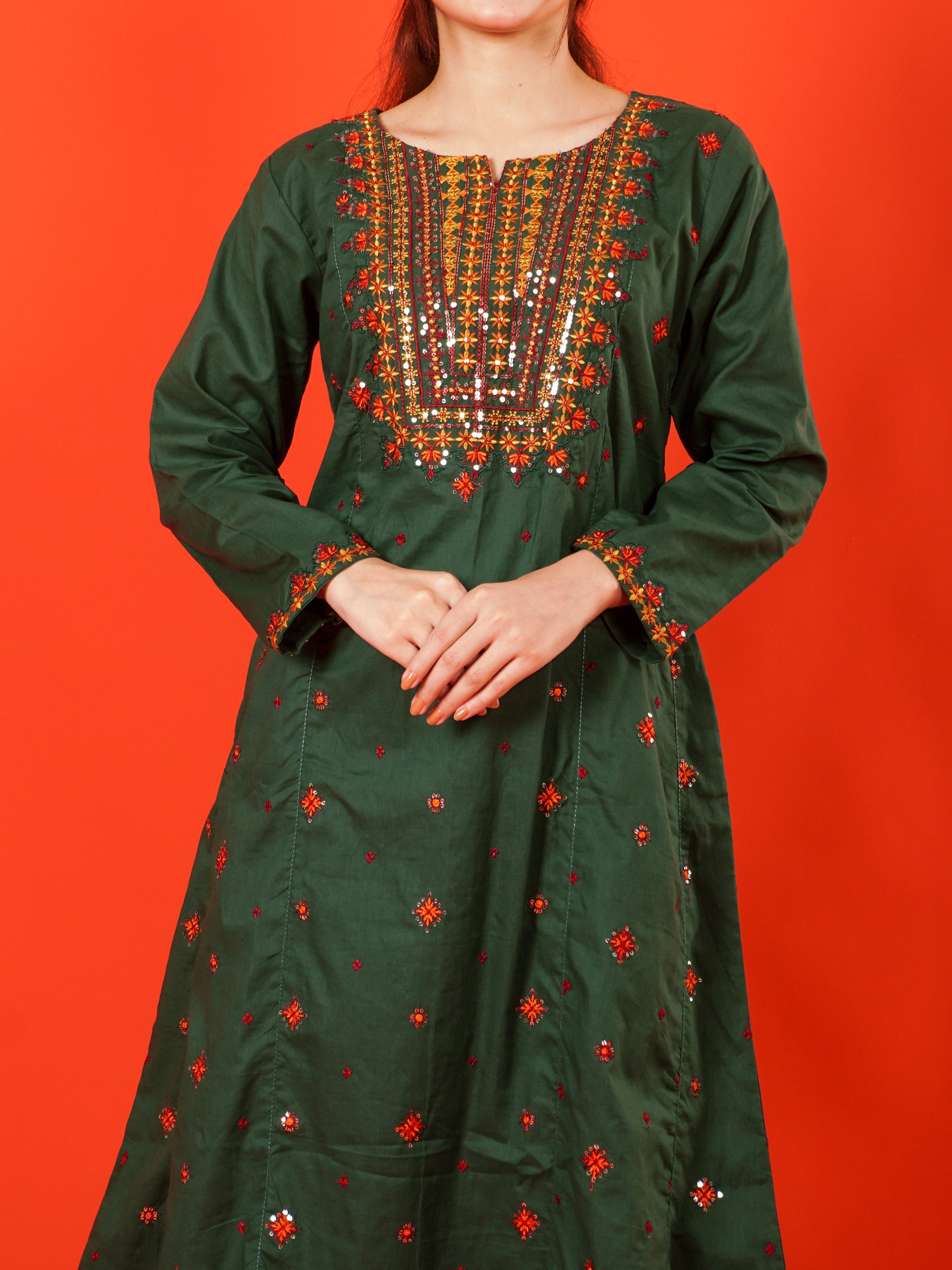 Green Embroidered 2 pc - 55002
