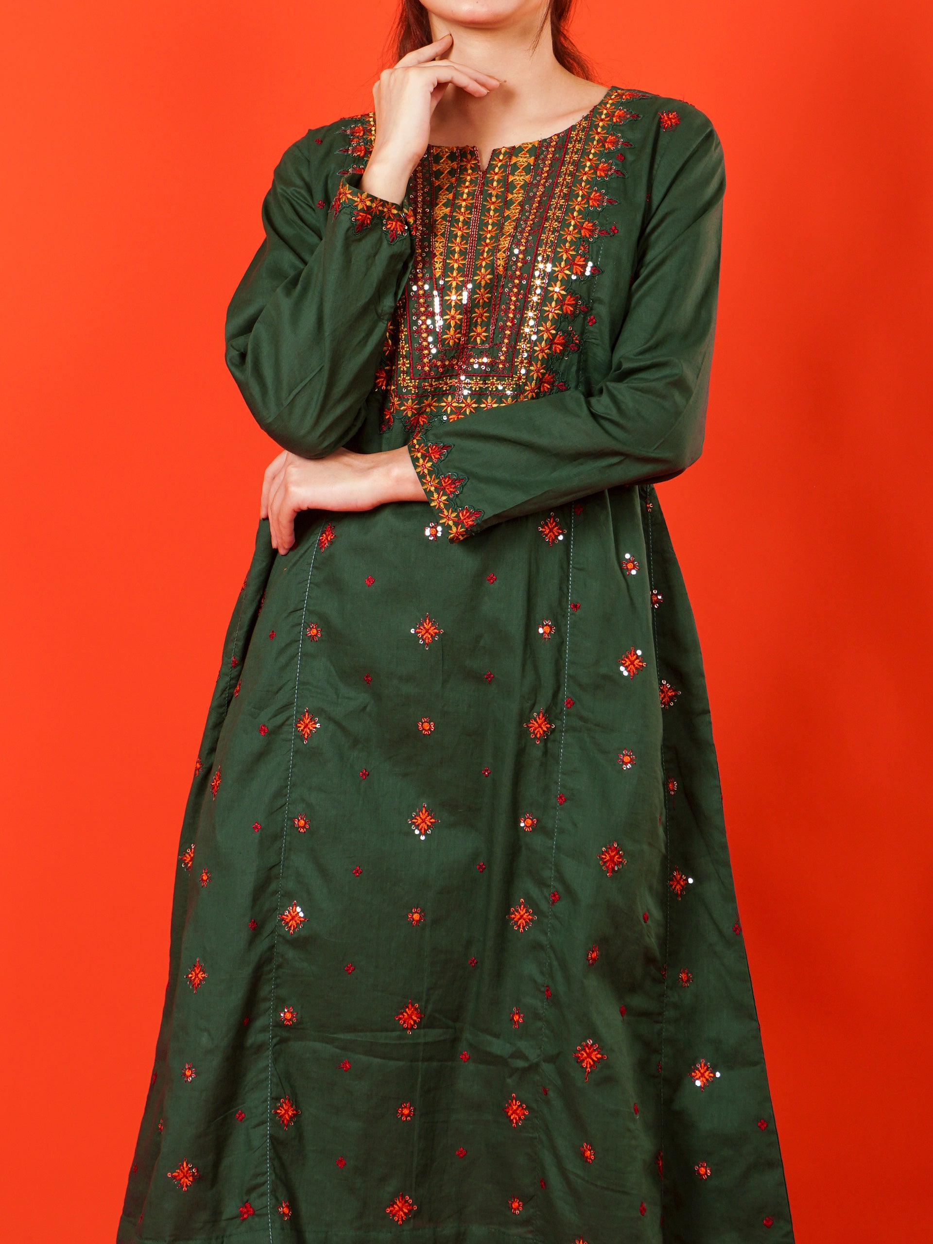 Green Embroidered 2 pc - 55002