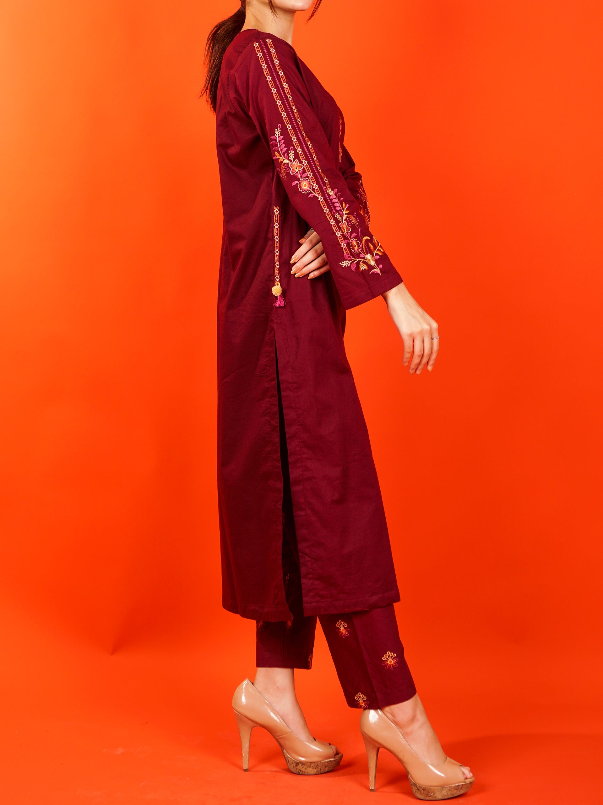 Maroon Embroidered 2 pc - 54989