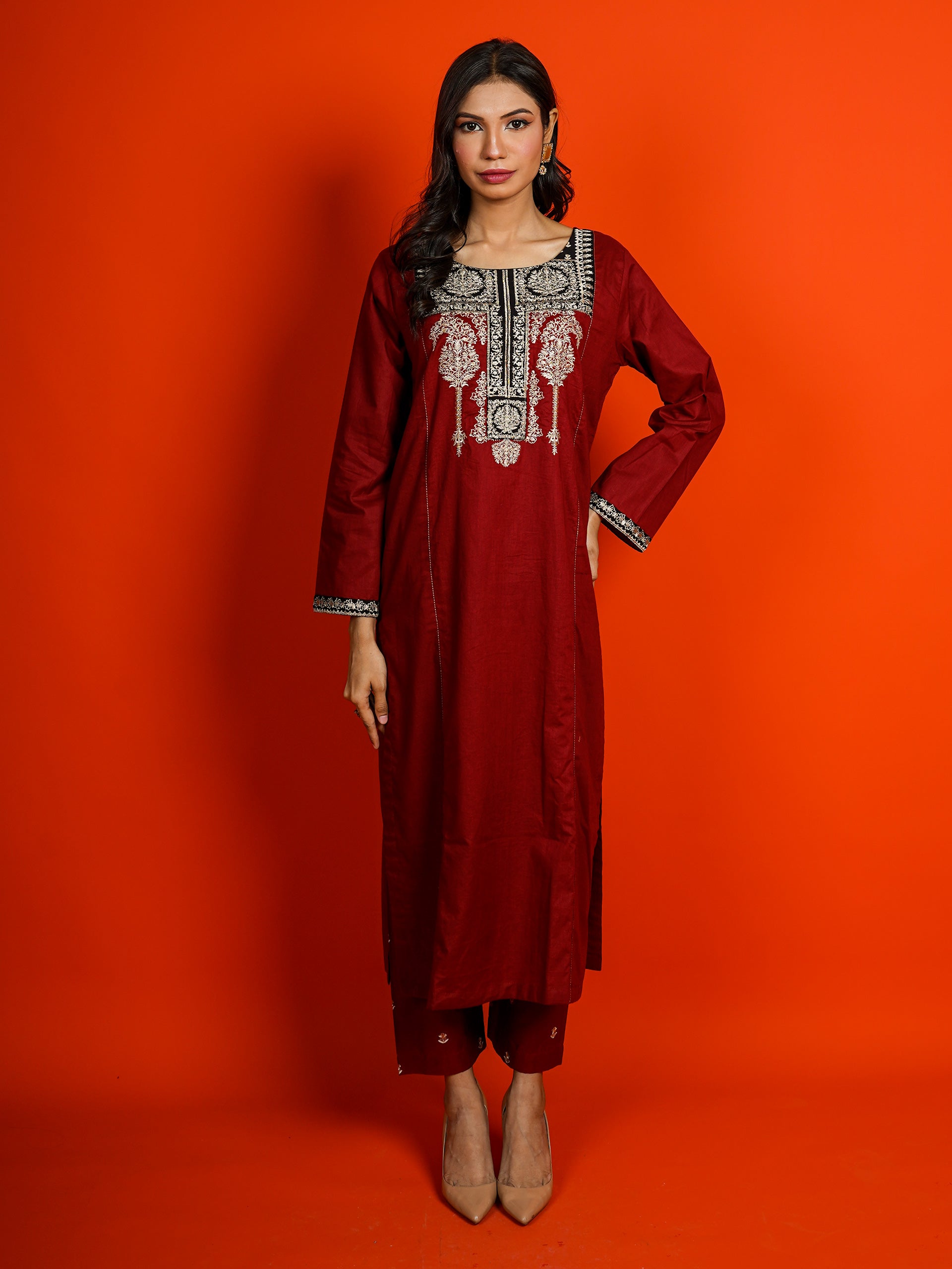 Maroon Embroidered 2 pc - 54961