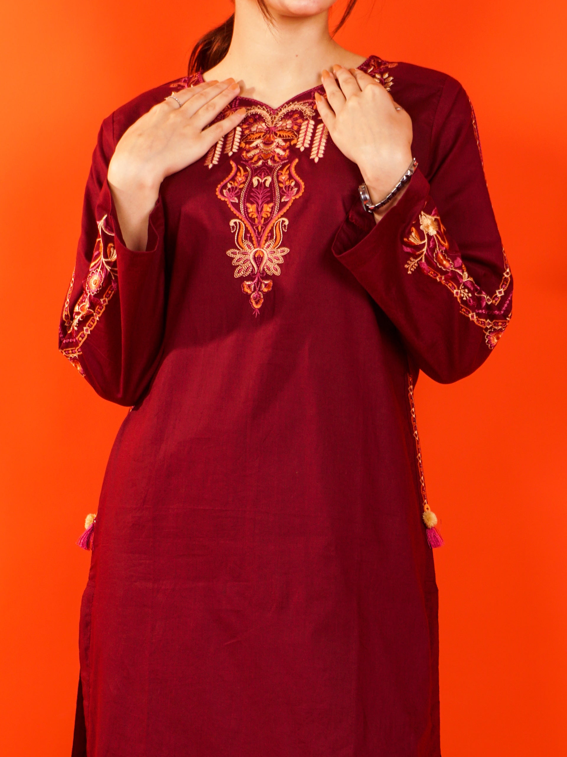 Maroon Embroidered 2 pc - 54989