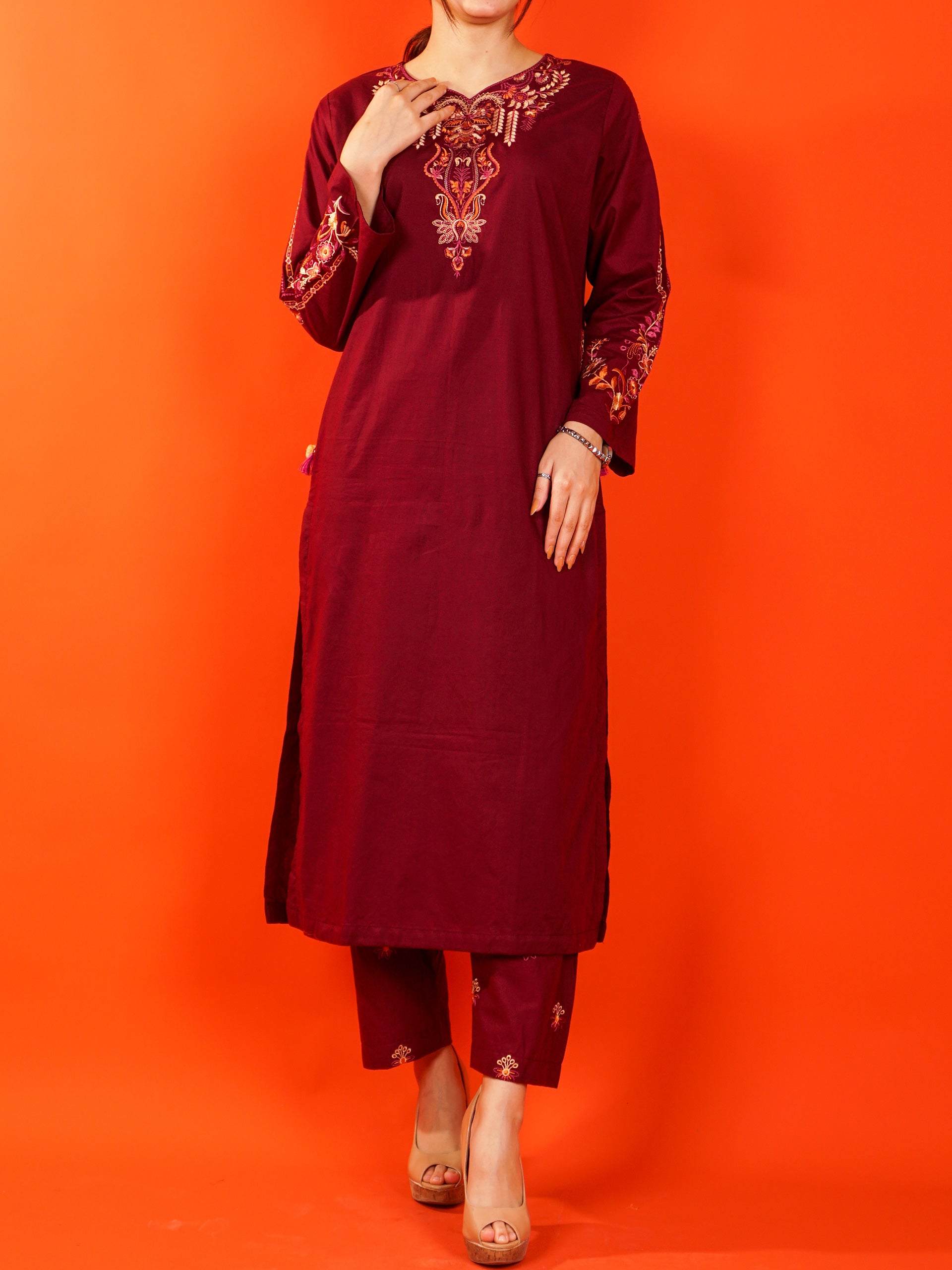 Maroon Embroidered 2 pc - 54989