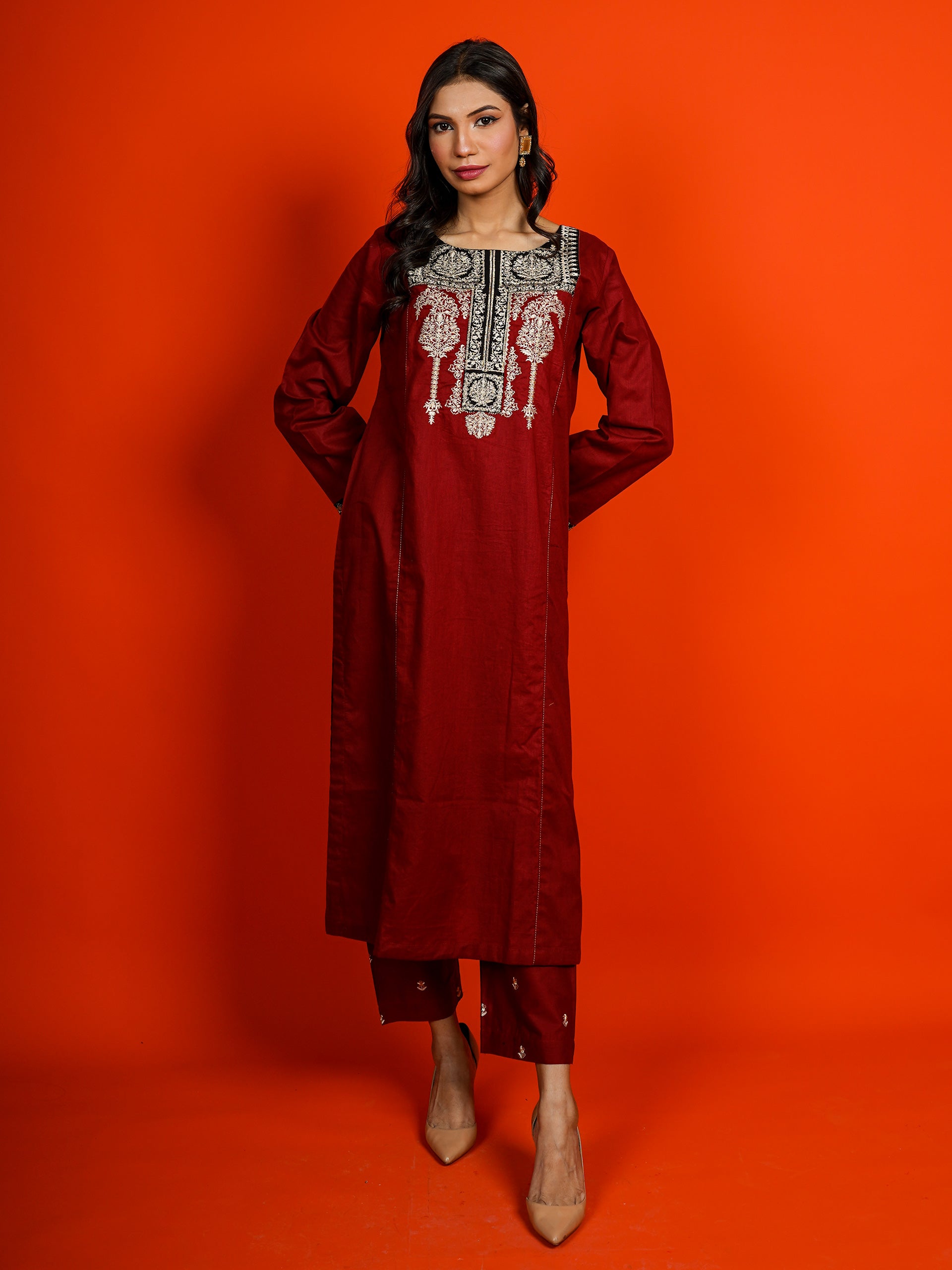 Maroon Embroidered 2 pc - 54961