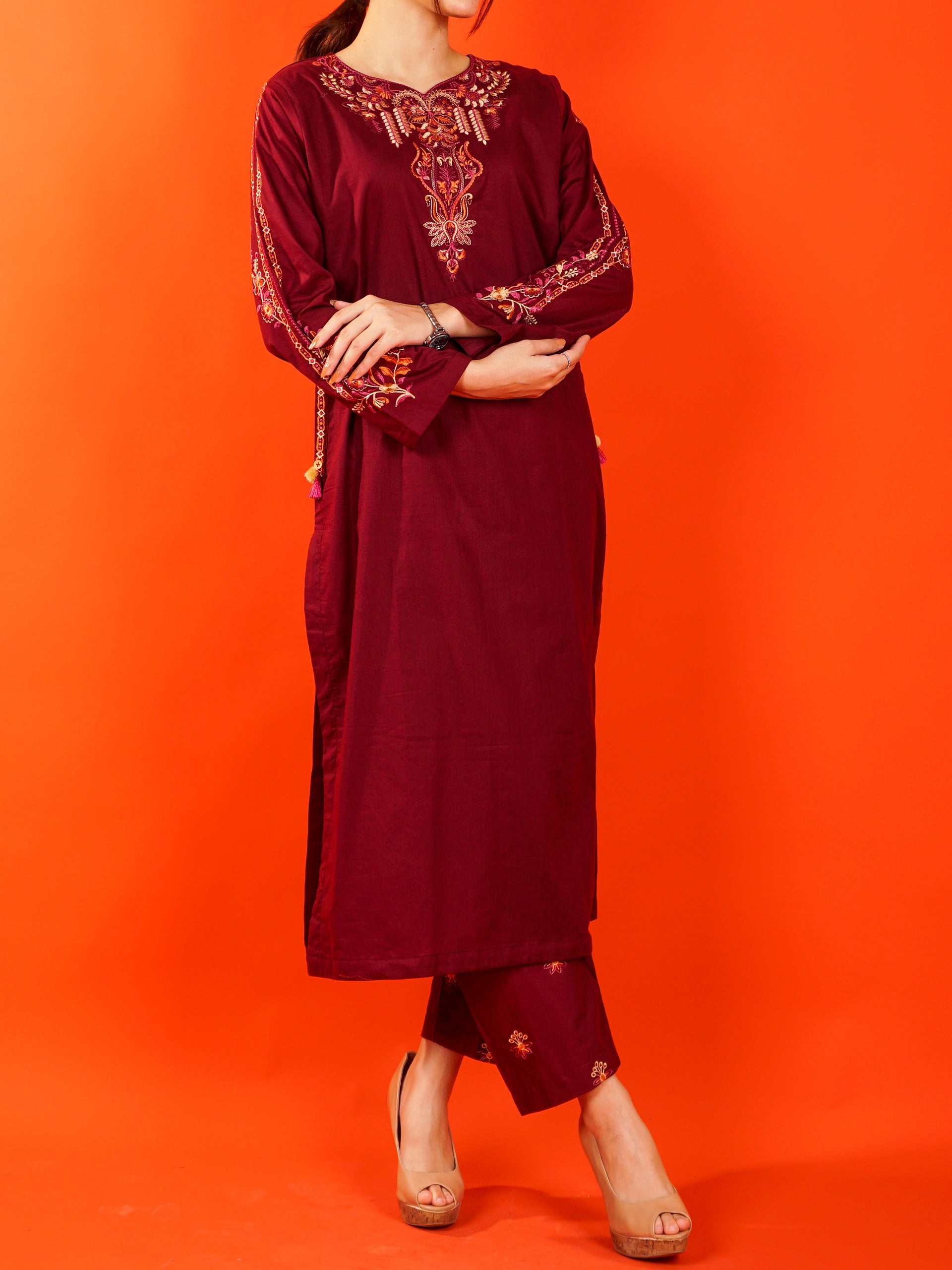 Maroon Embroidered 2 pc - 54989