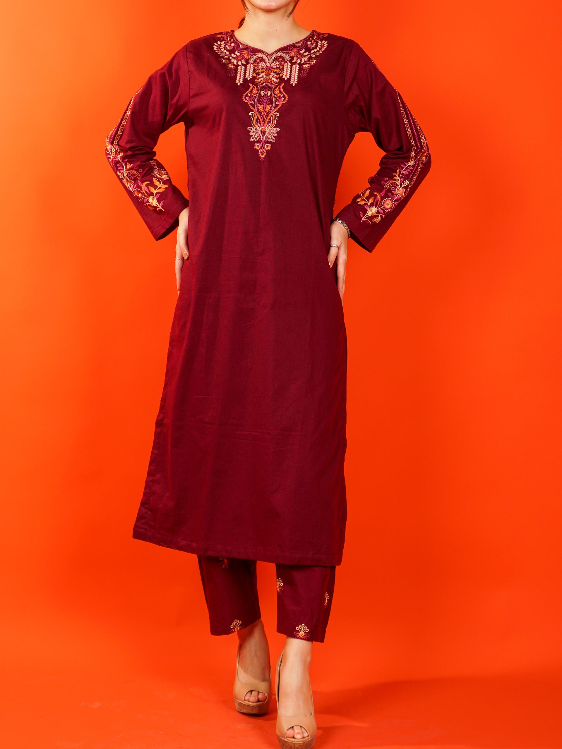 Maroon Embroidered 2 pc - 54989