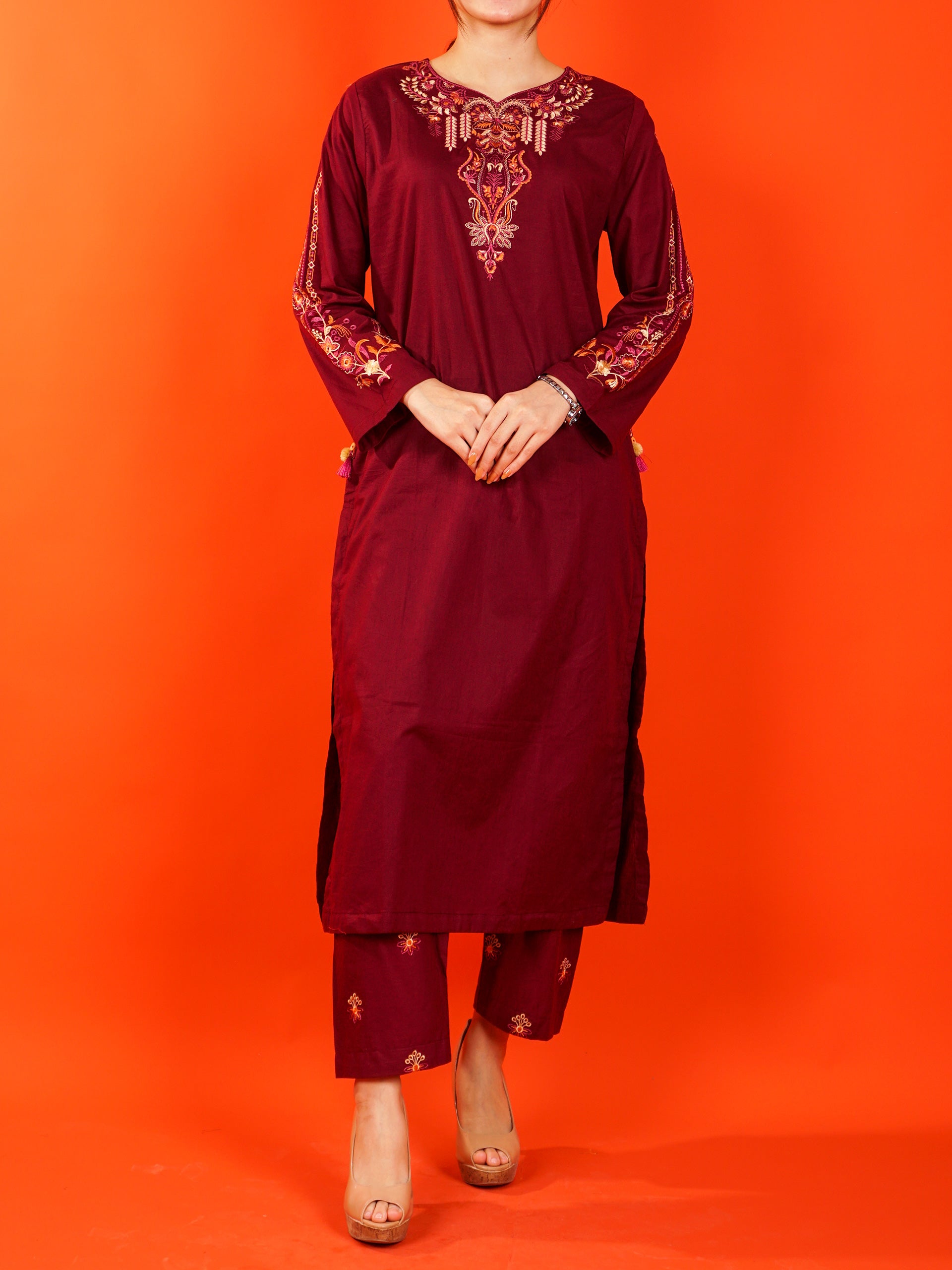 Maroon Embroidered 2 pc - 54989