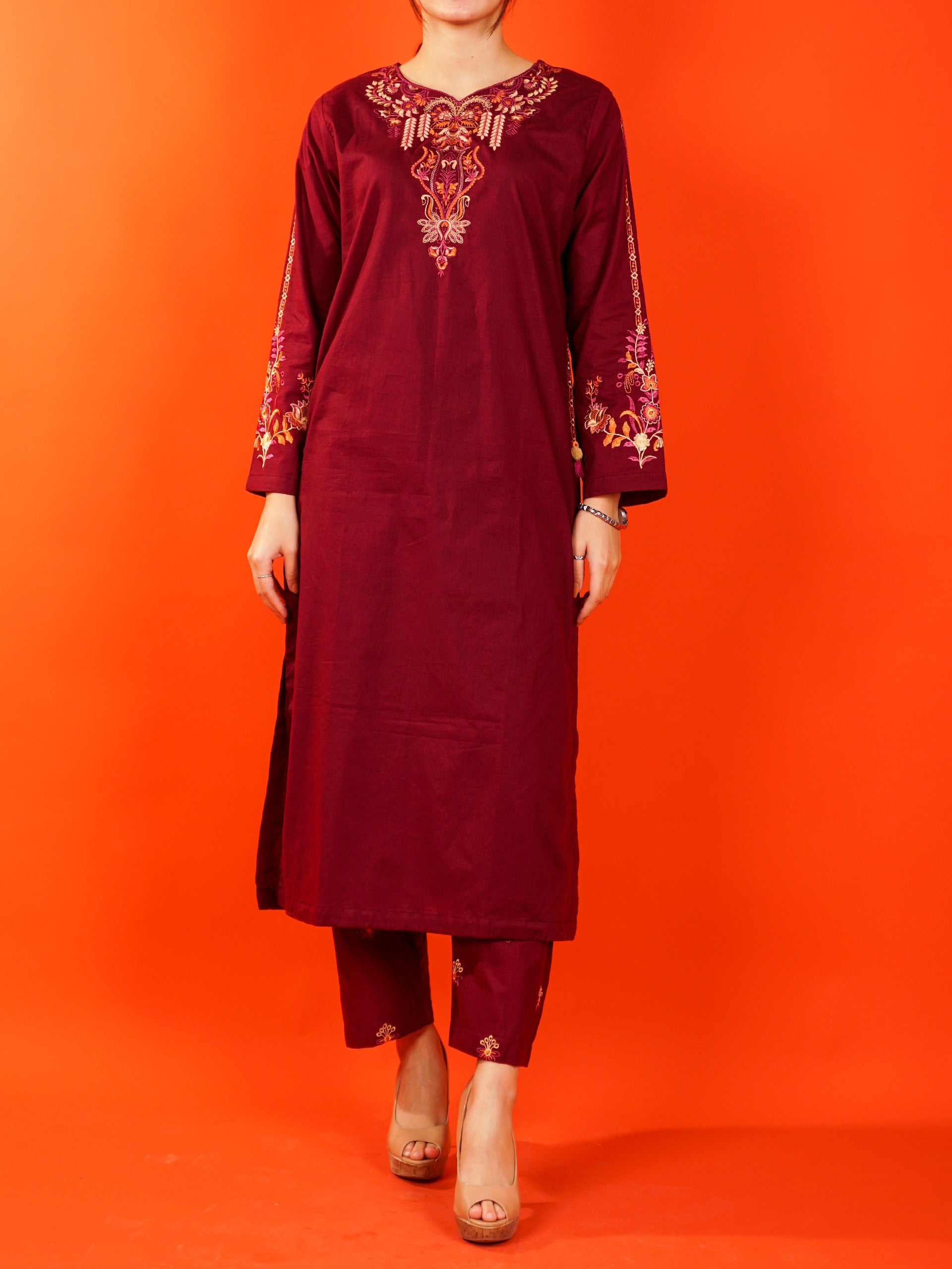 Maroon Embroidered 2 pc - 54989