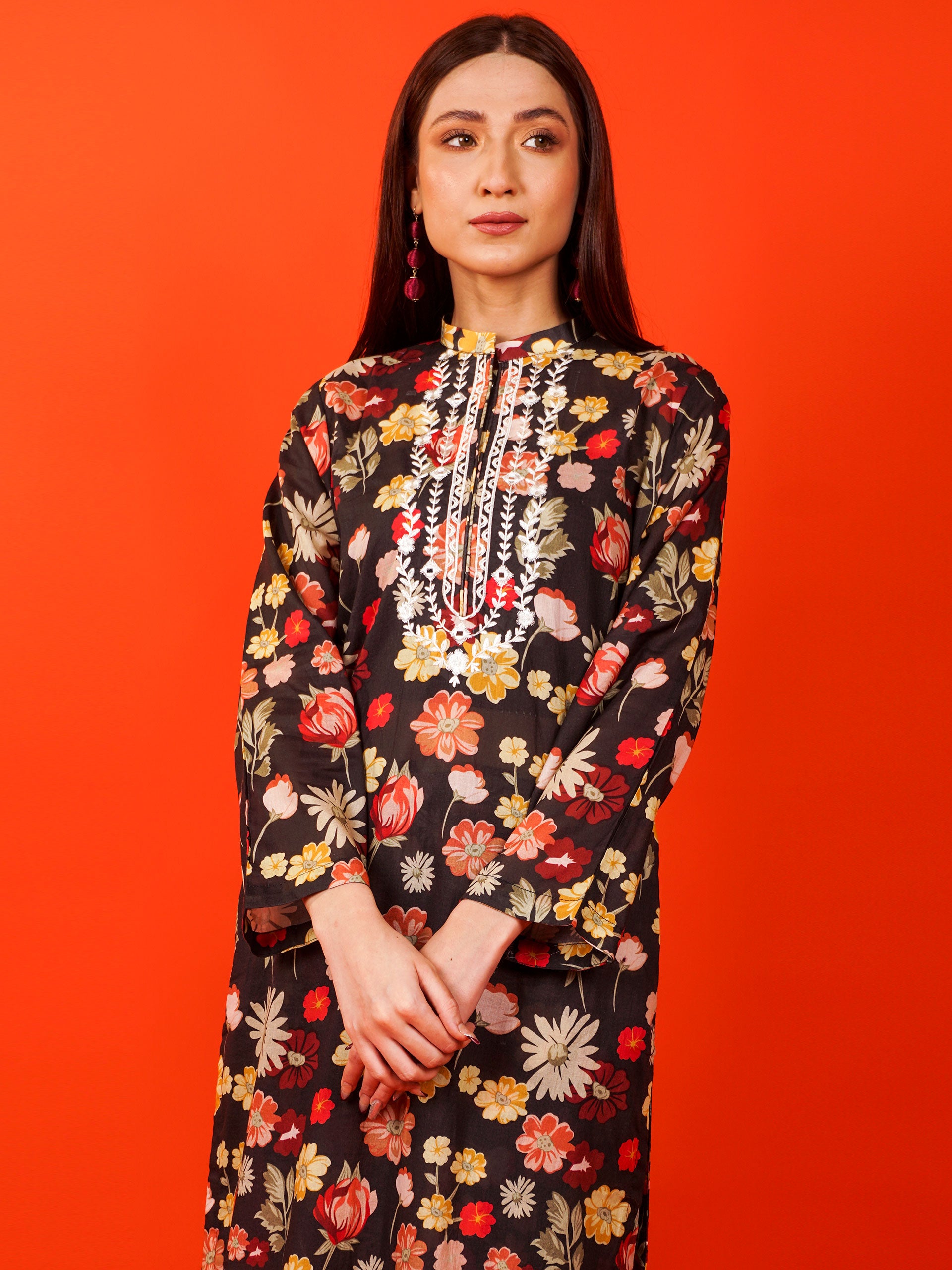 Black Digital Printed Embroidered 2 pc - 54926