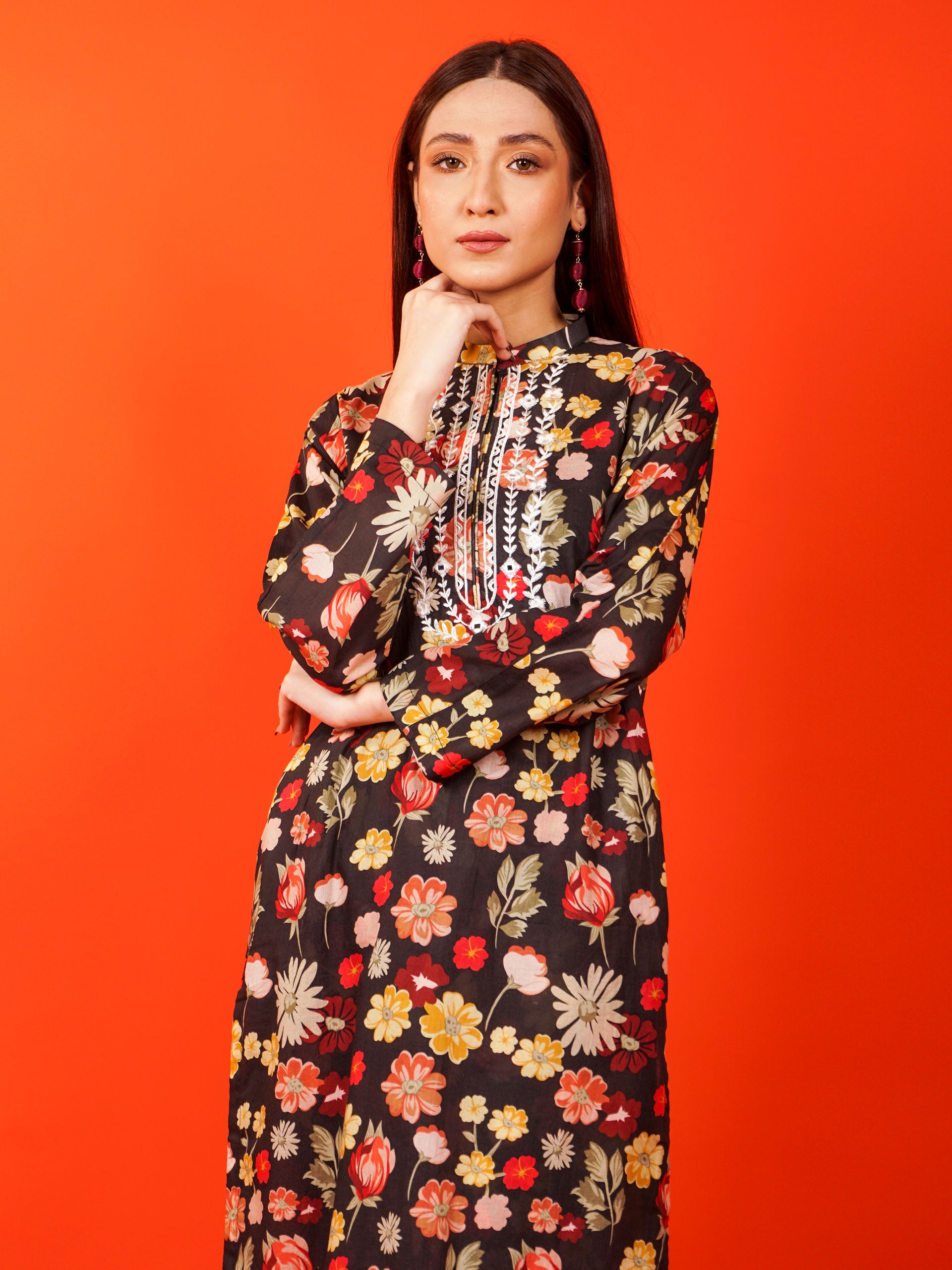 Black Digital Printed Embroidered 2 pc - 54926