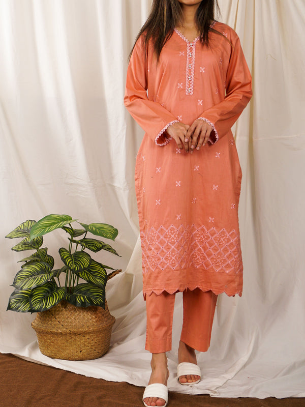 Peach Embroidered 2 pc - 55092