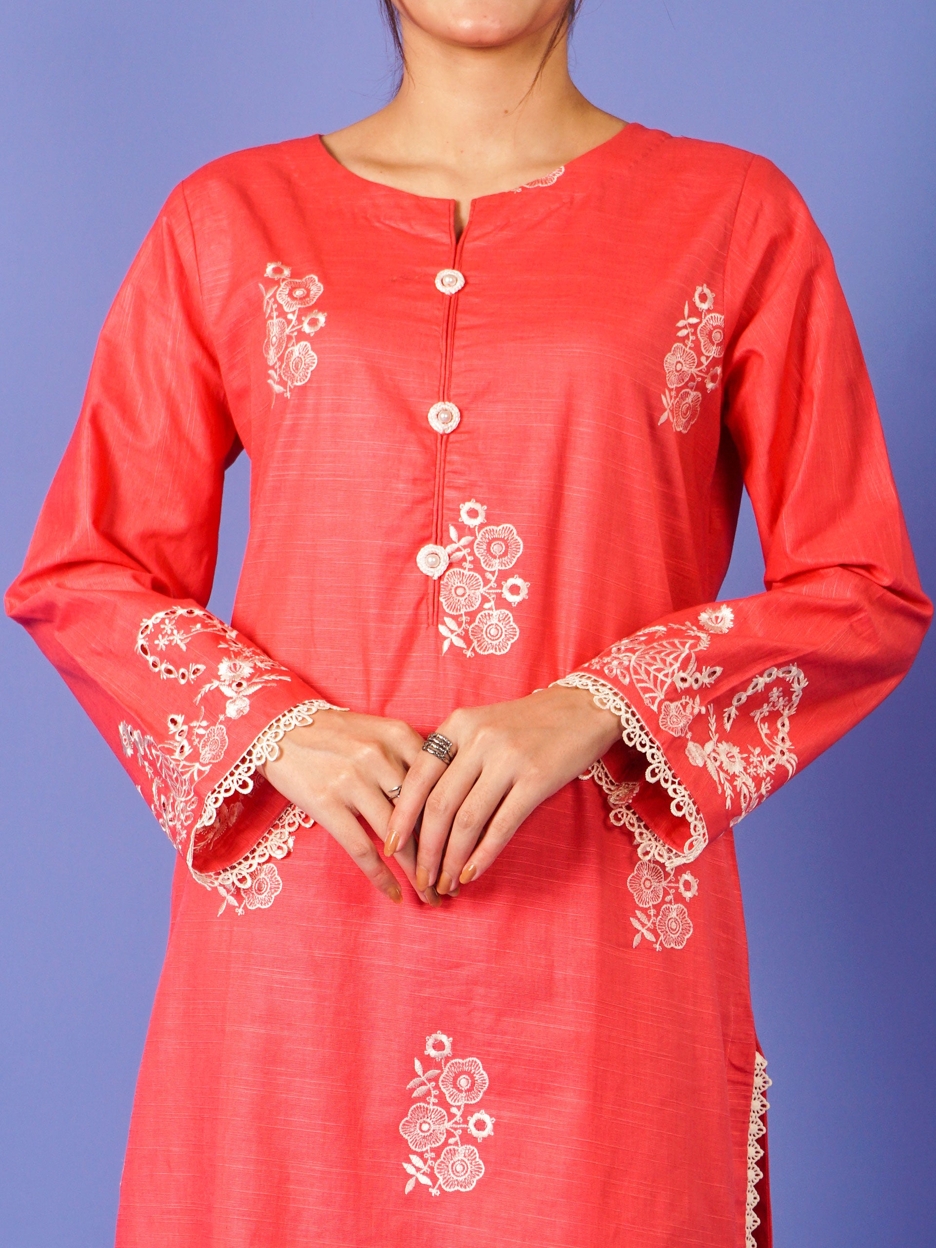 Pink Khaddar Embroidered 2 pc - 55011
