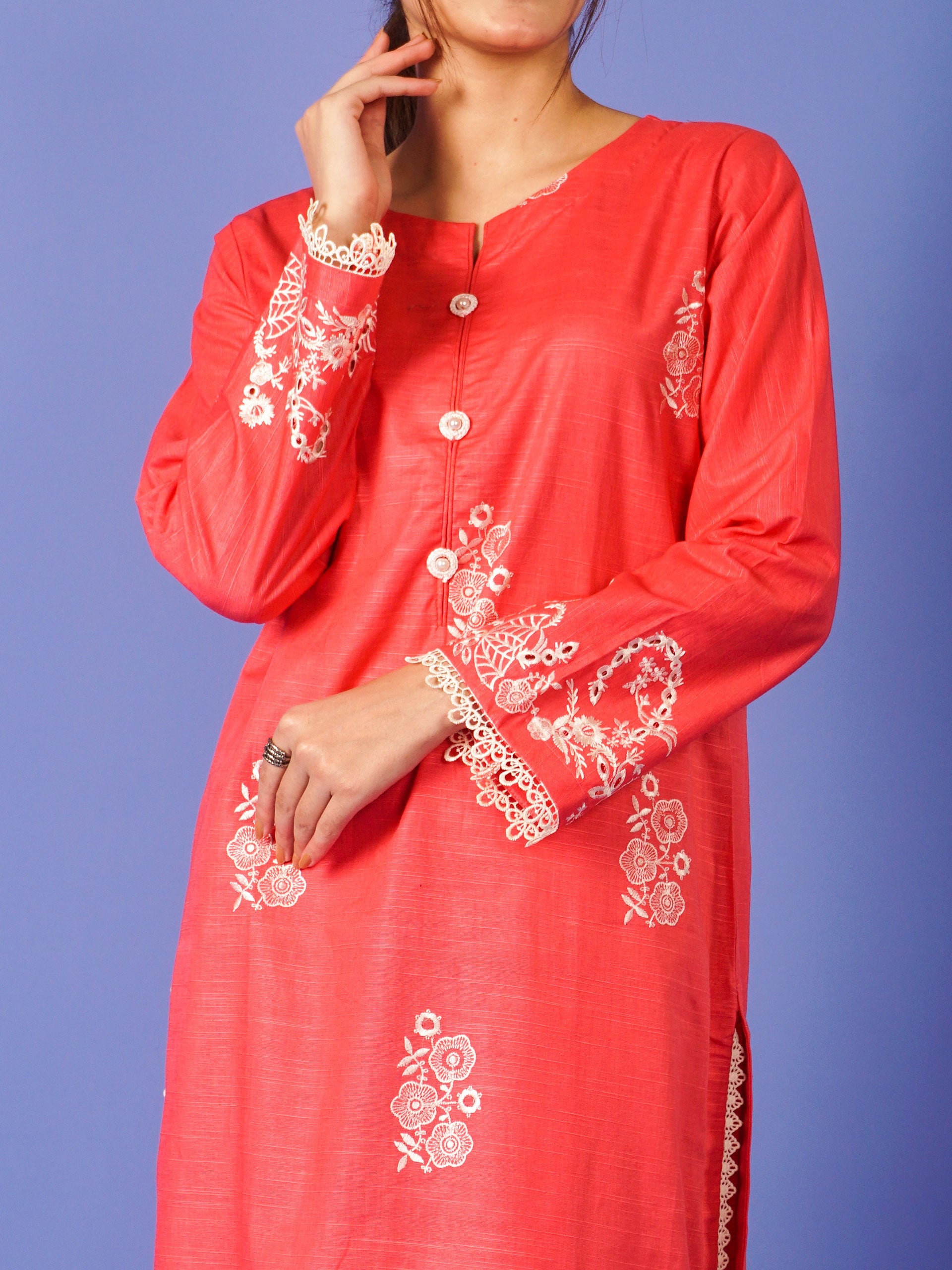 Pink Khaddar Embroidered 2 pc - 55011