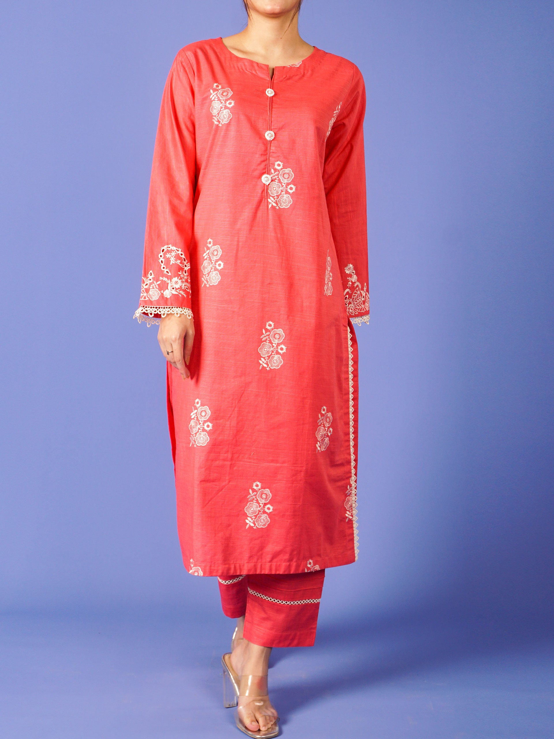 Pink Khaddar Embroidered 2 pc - 55011