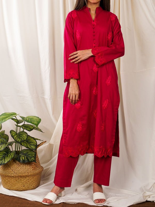 Hot Pink Embroidered 2 pc - 55094