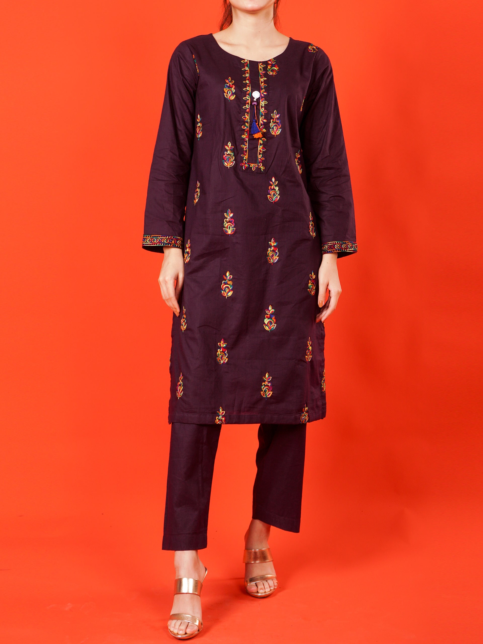 Purple Embroidered 2 pc - 55005