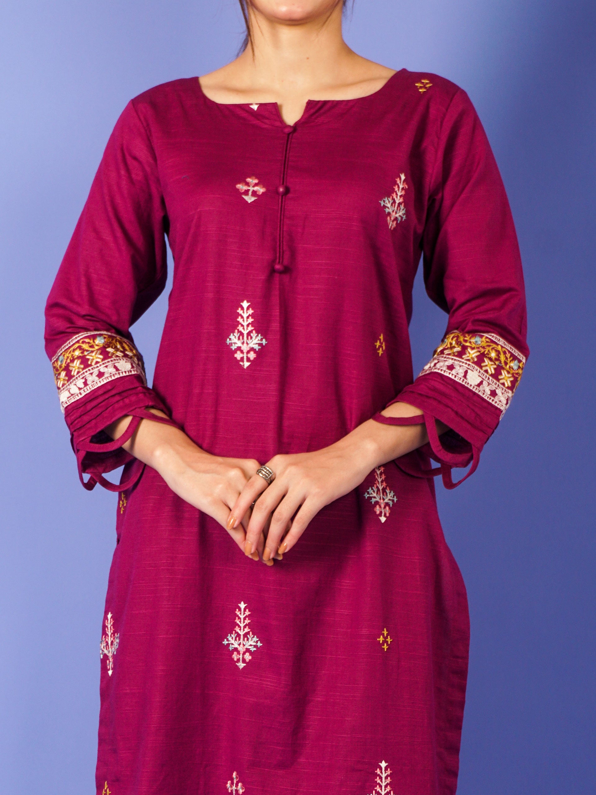 Purple Khaddar Embroidered 2 pc - 55014