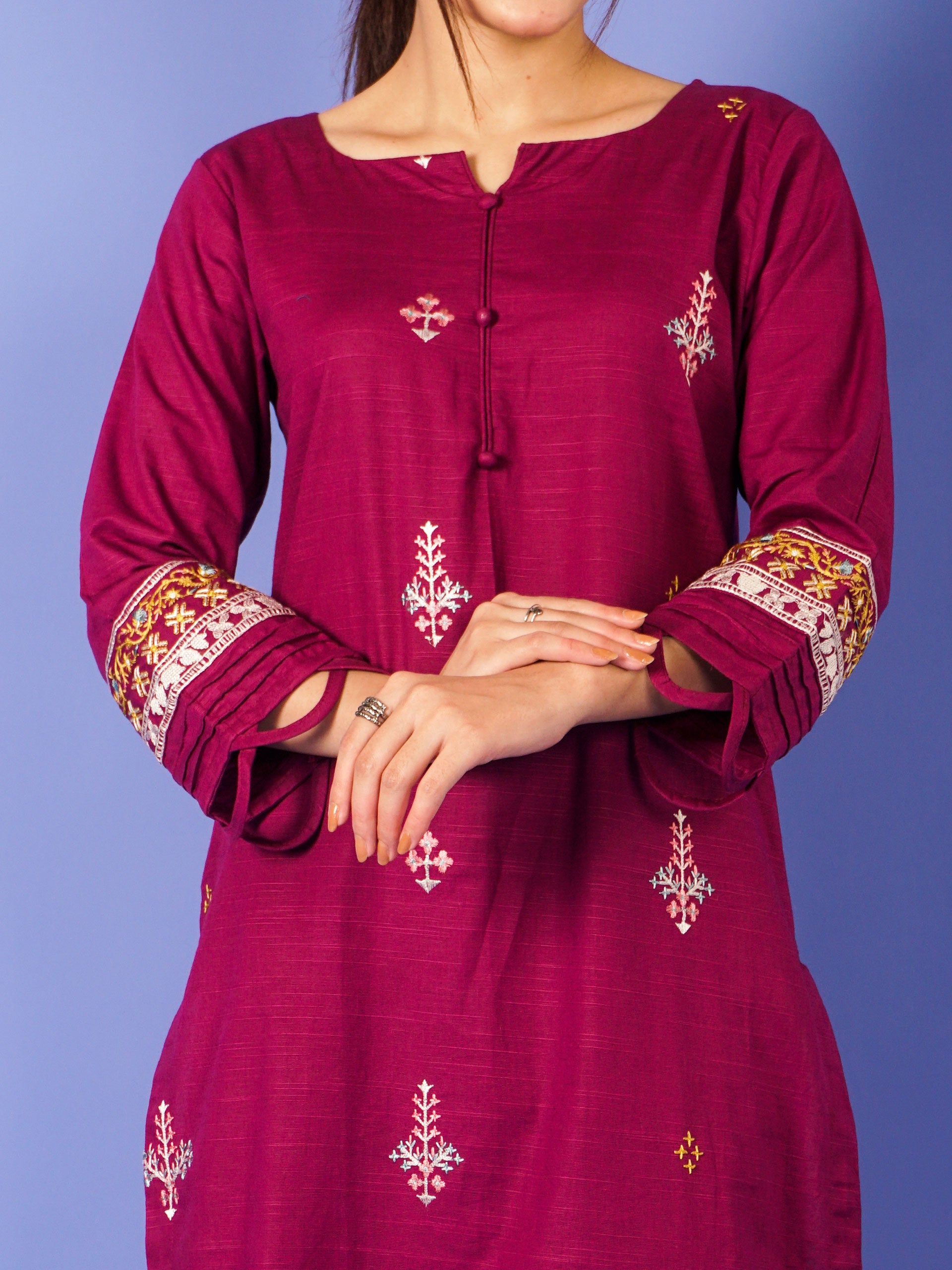 Purple Khaddar Embroidered 2 pc - 55014