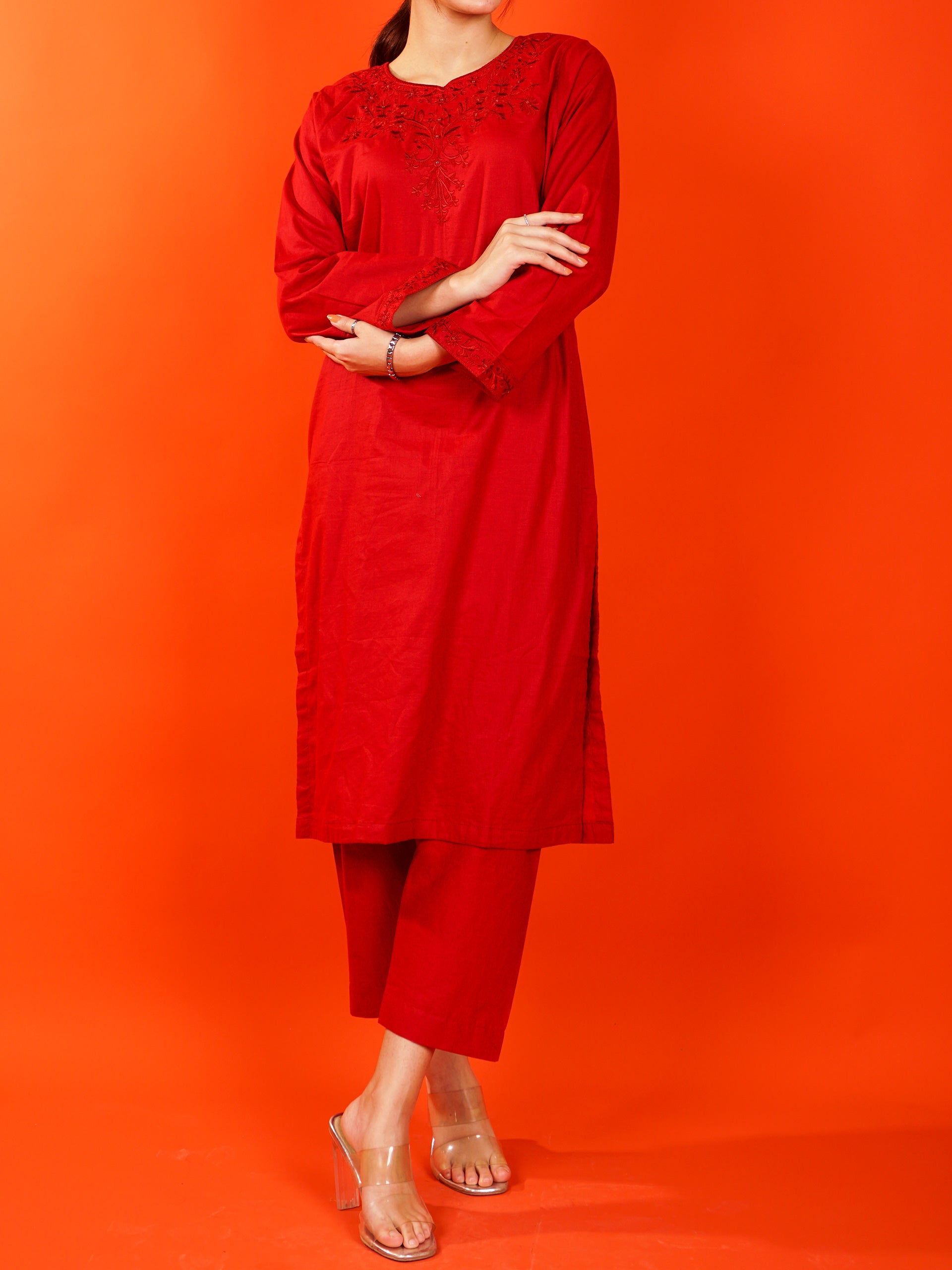 Red Embroidered 2 pc - 54987