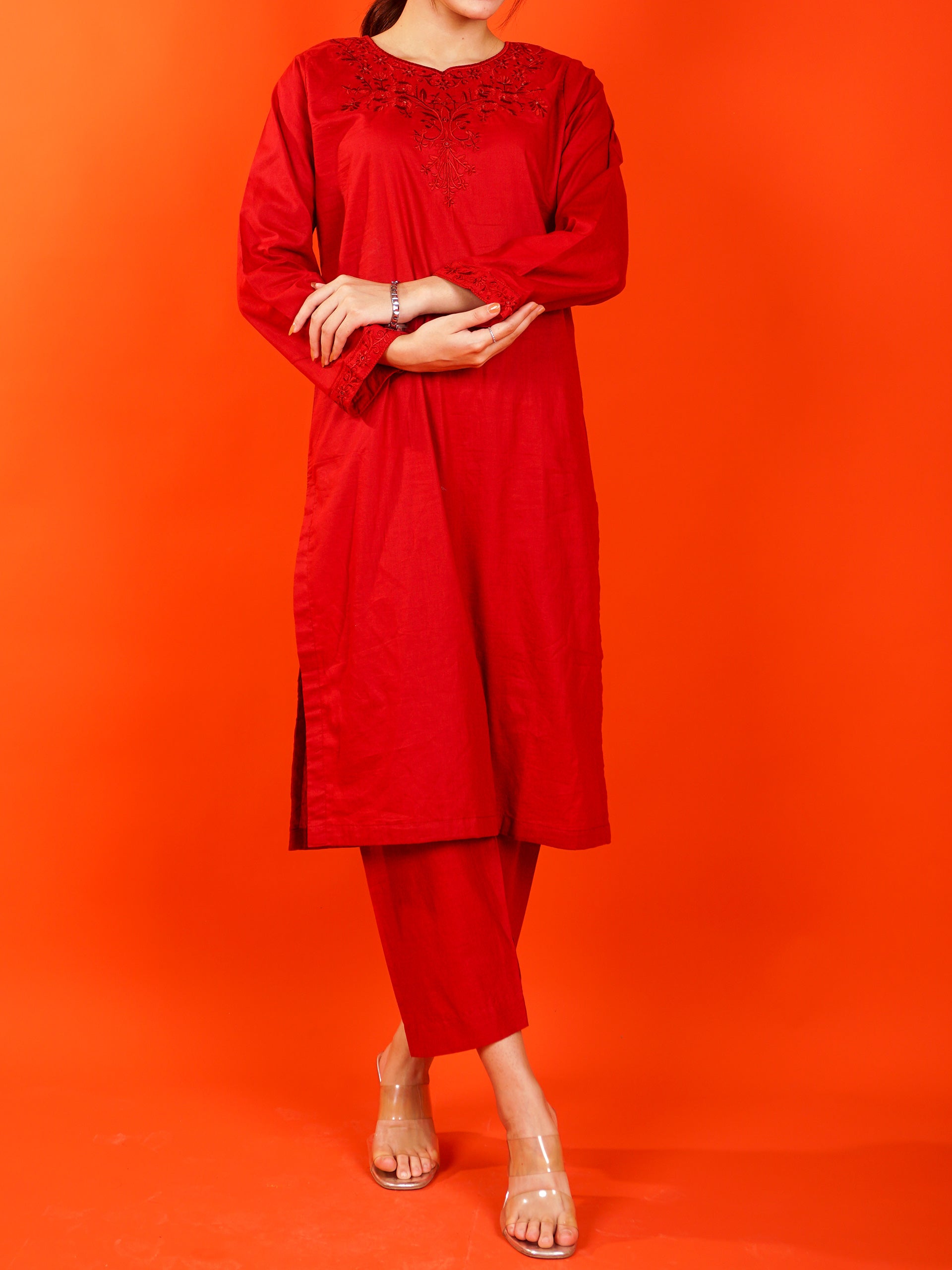 Red Embroidered 2 pc - 54987