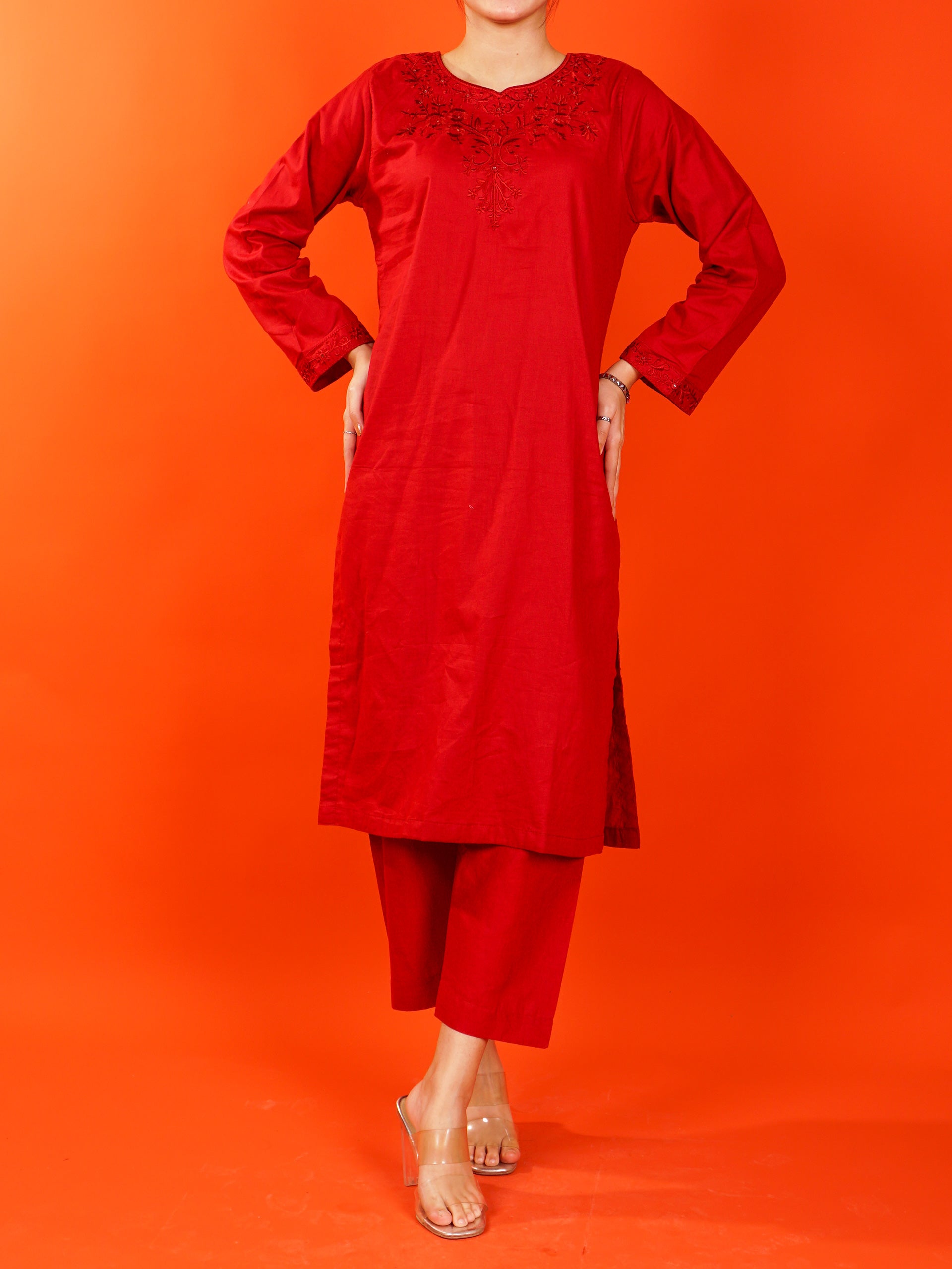 Red Embroidered 2 pc - 54987
