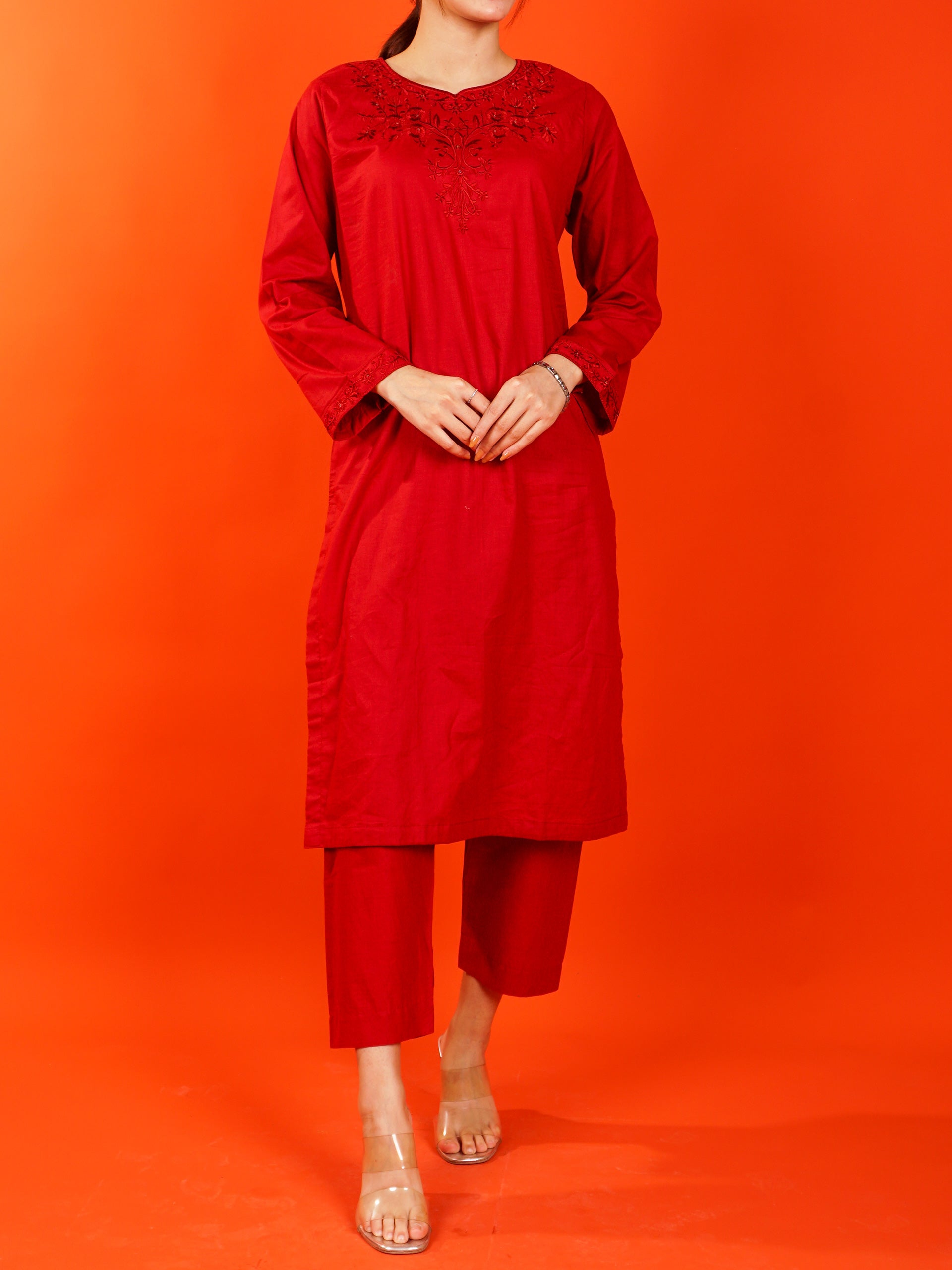 Red Embroidered 2 pc - 54987