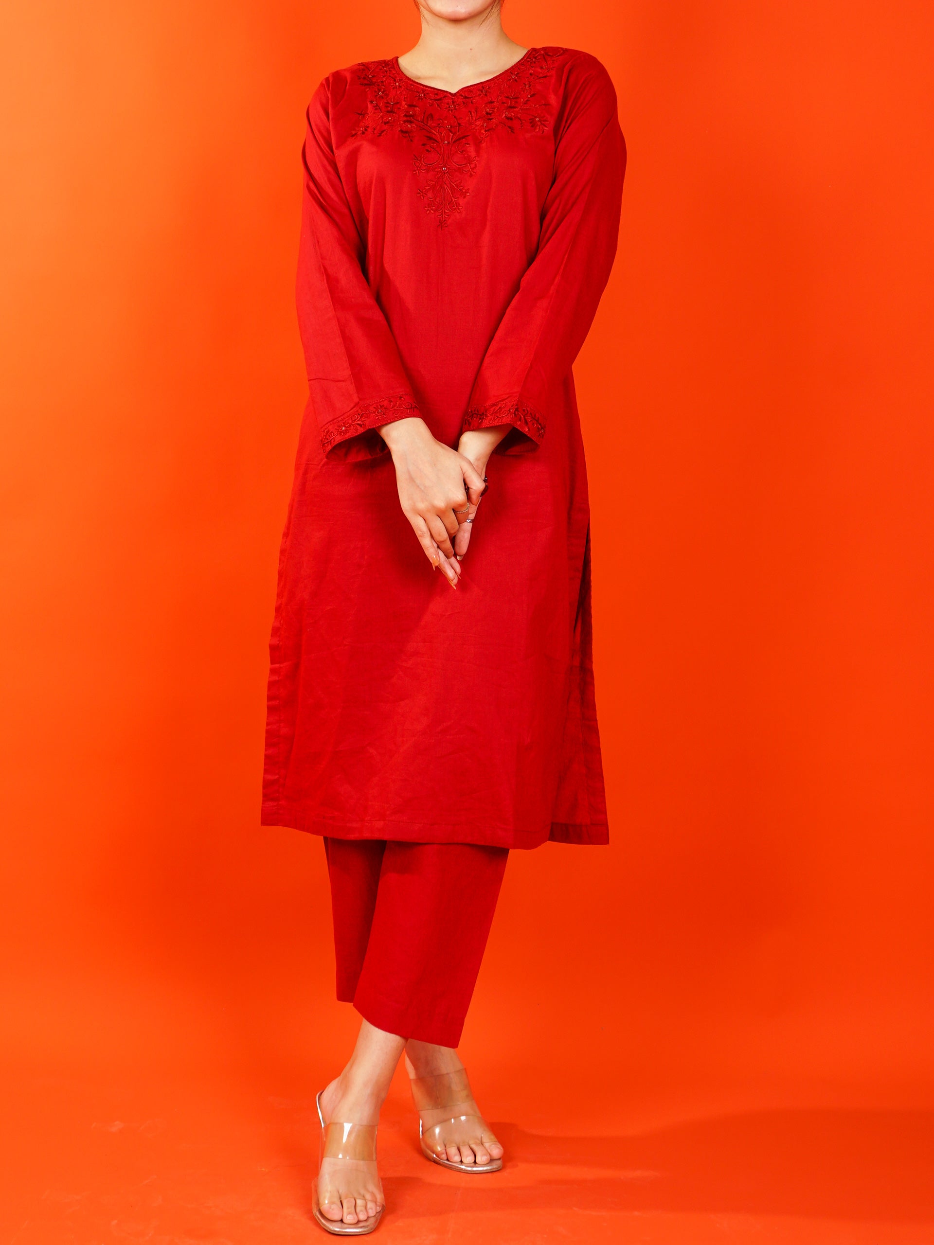 Red Embroidered 2 pc - 54987