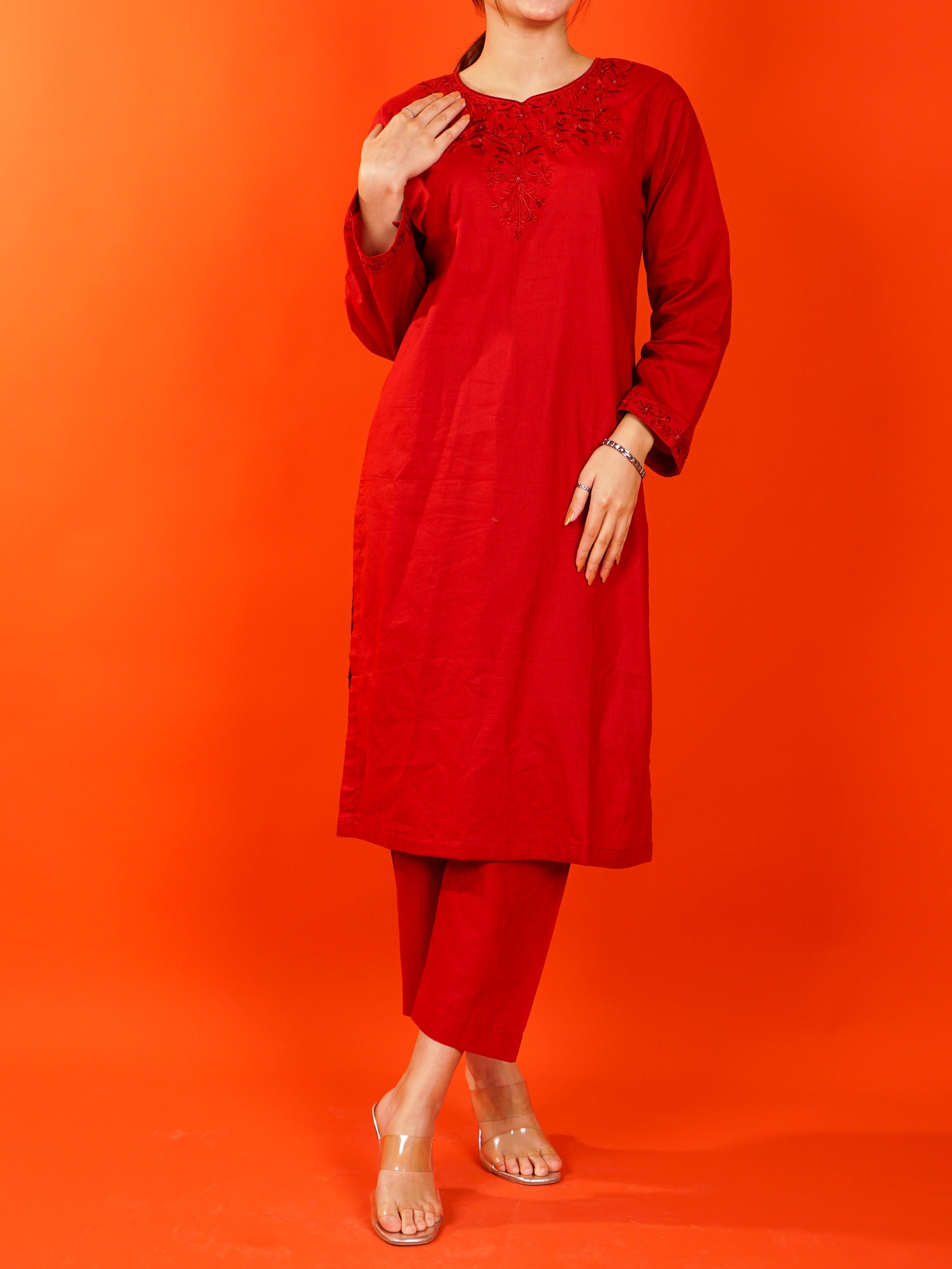 Red Embroidered 2 pc - 54987