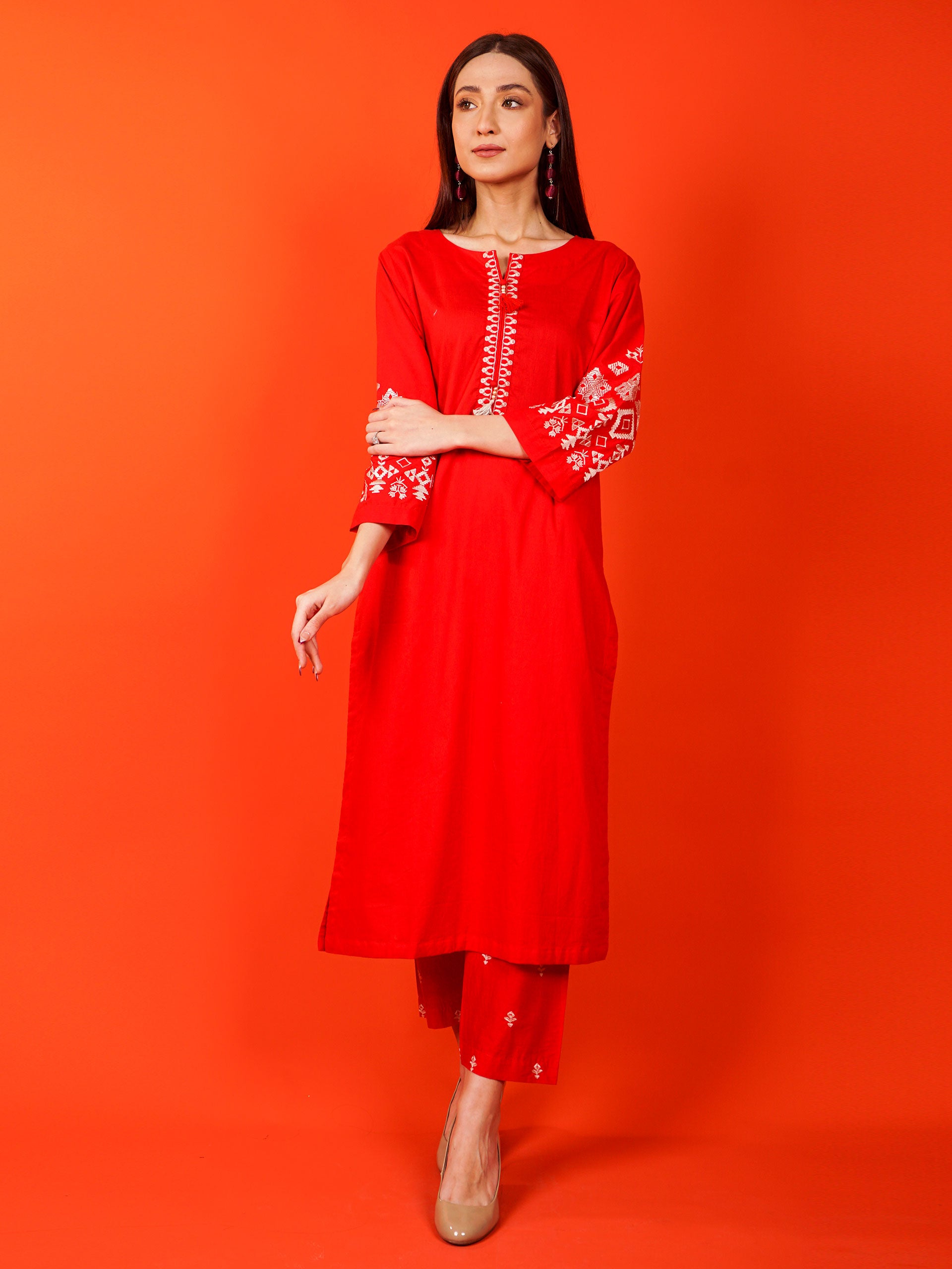 Red Embroidered 2 pc - 54928