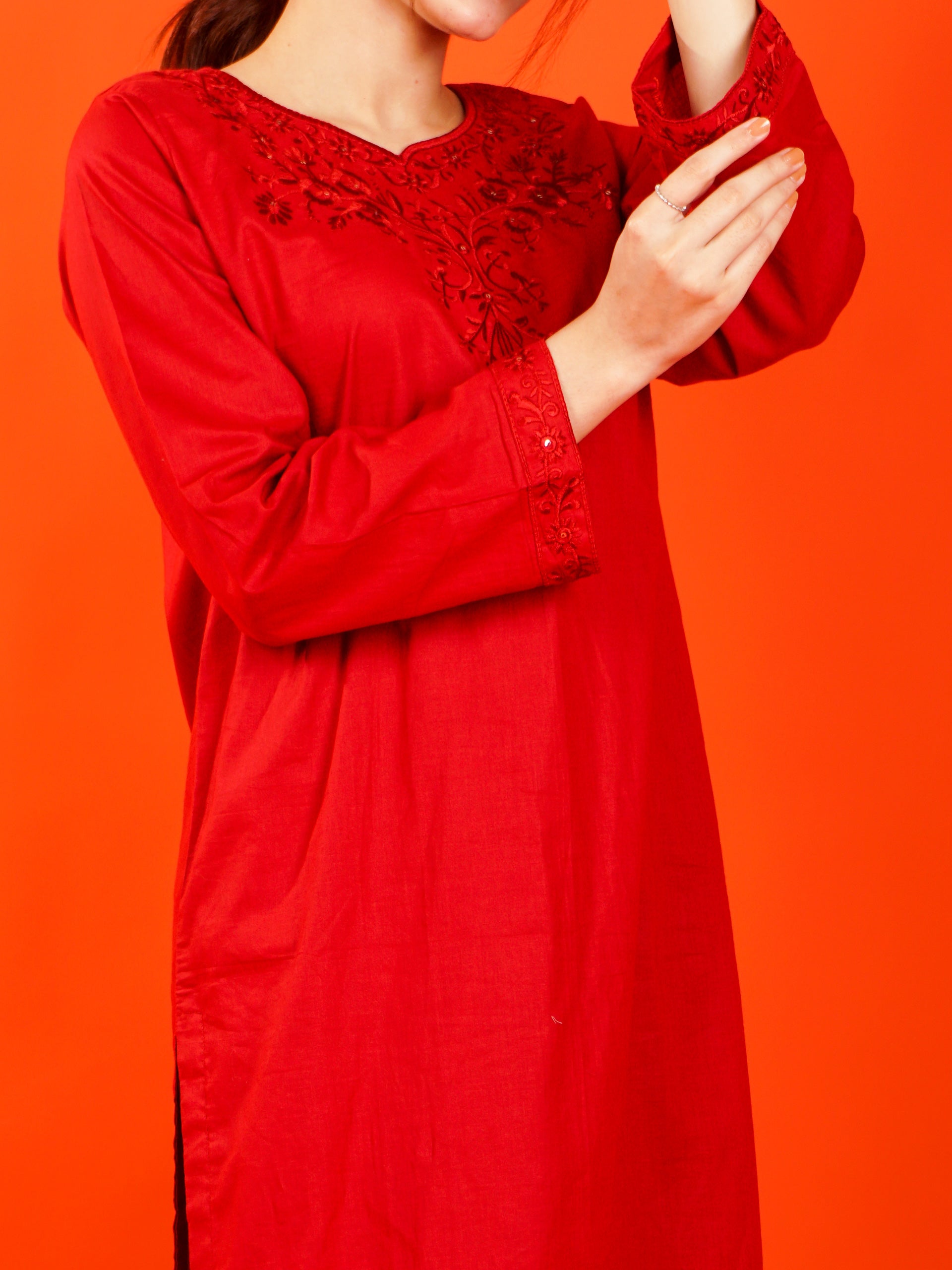 Red Embroidered 2 pc - 54987