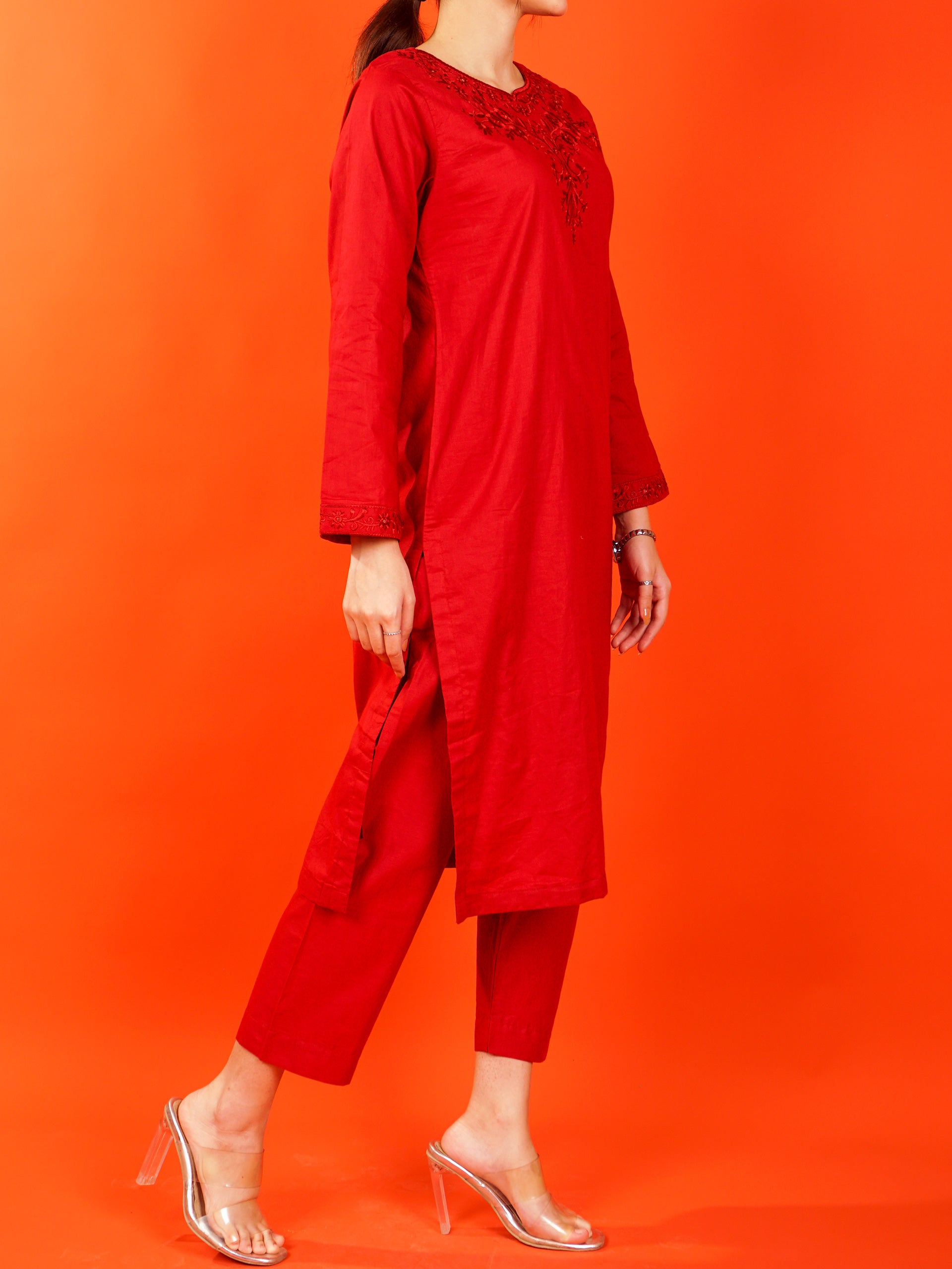 Red Embroidered 2 pc - 54987