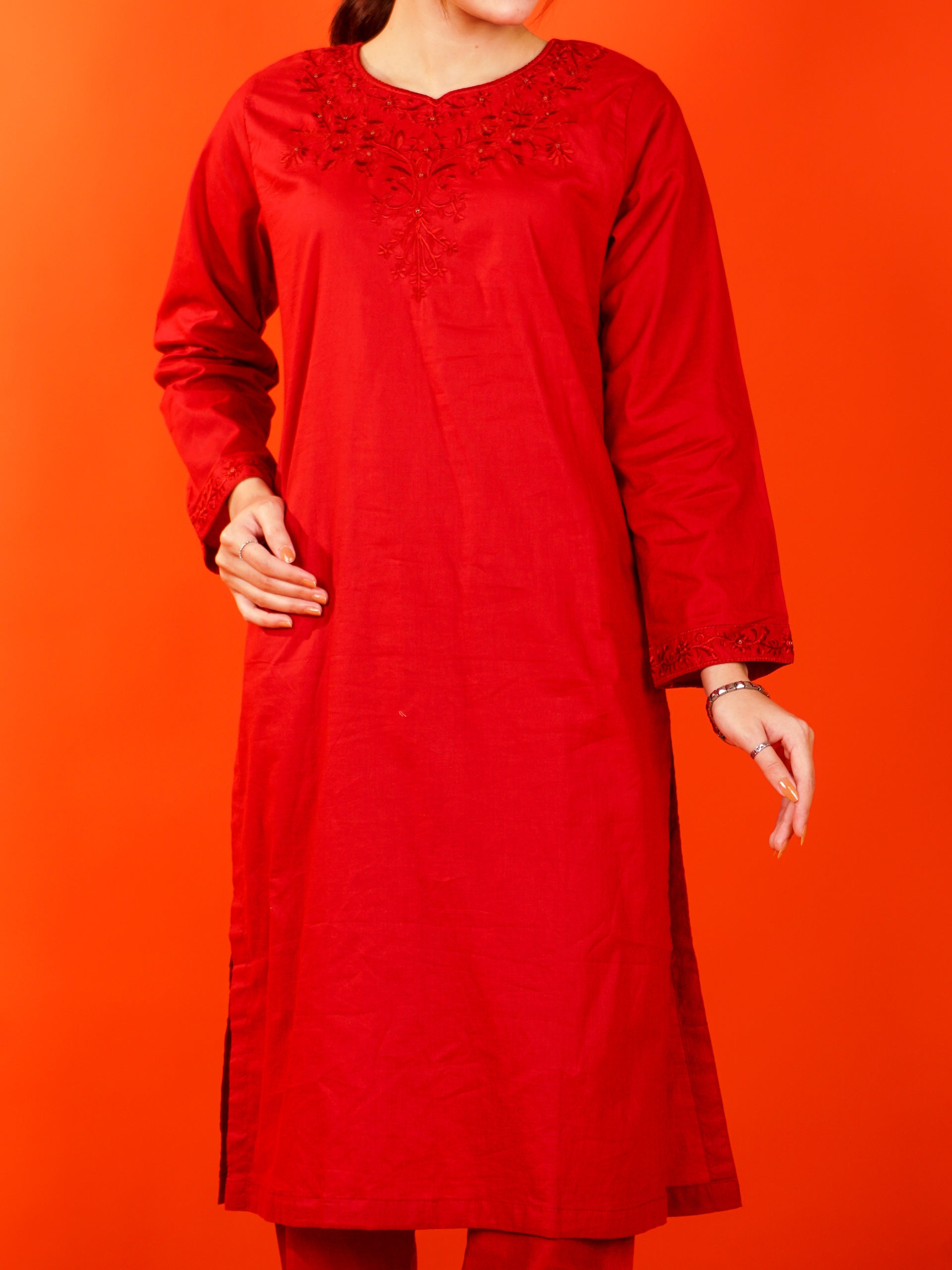 Red Embroidered 2 pc - 54987