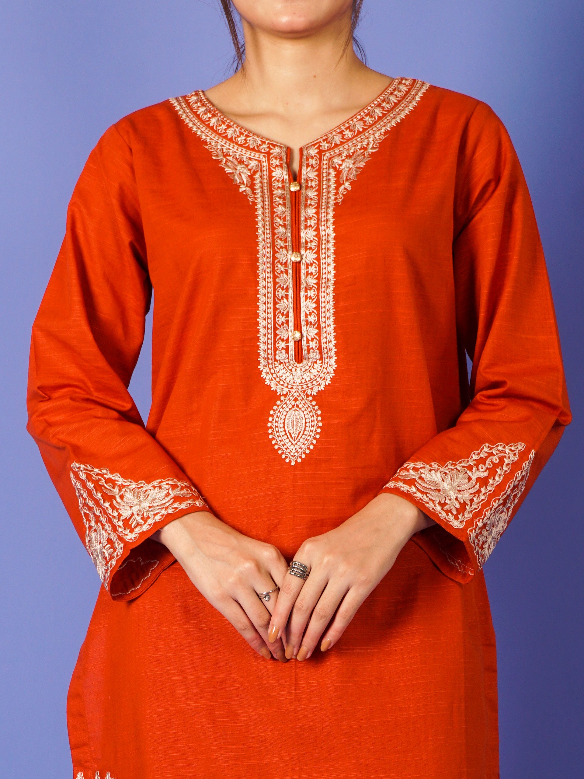 Rust Khaddar Embroidered 2 pc - 55017