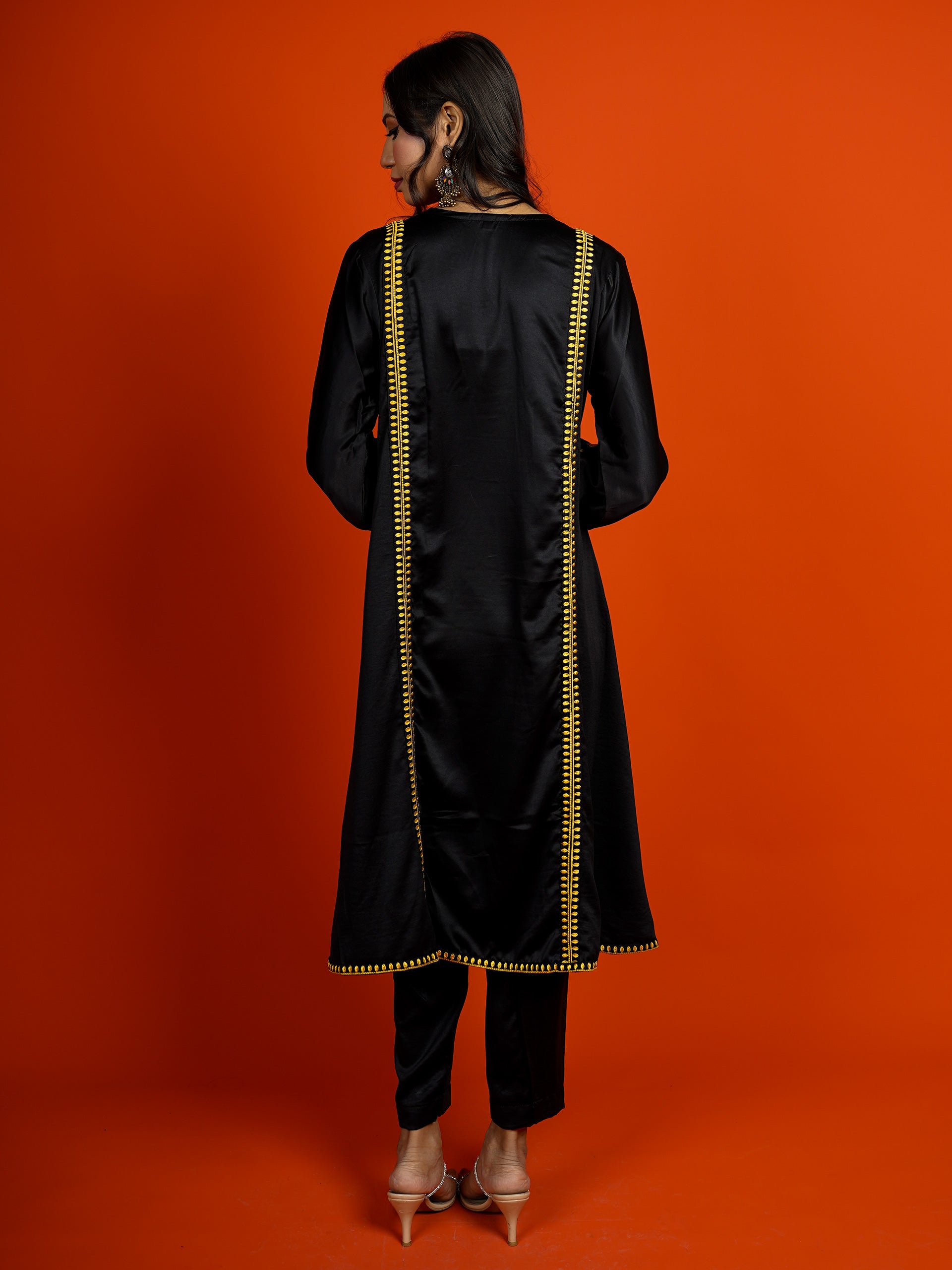 Black Silk Embroidered 2 pc - 54955