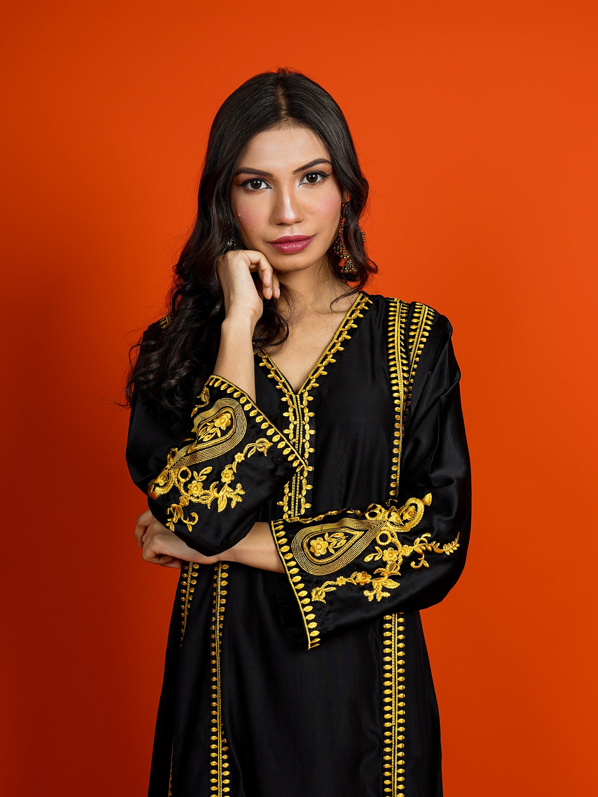 Black Silk Embroidered 2 pc - 54955