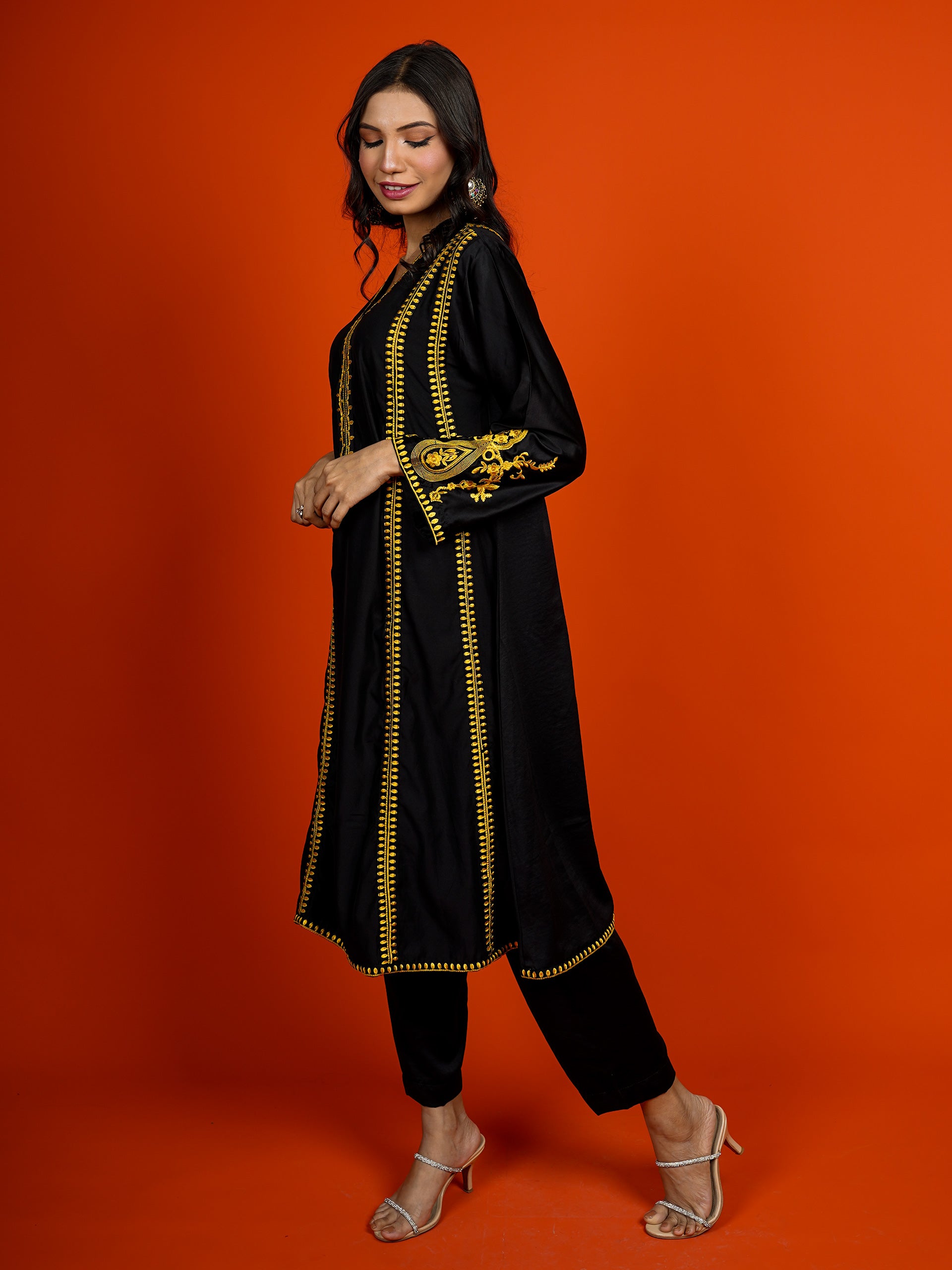 Black Silk Embroidered 2 pc - 54955