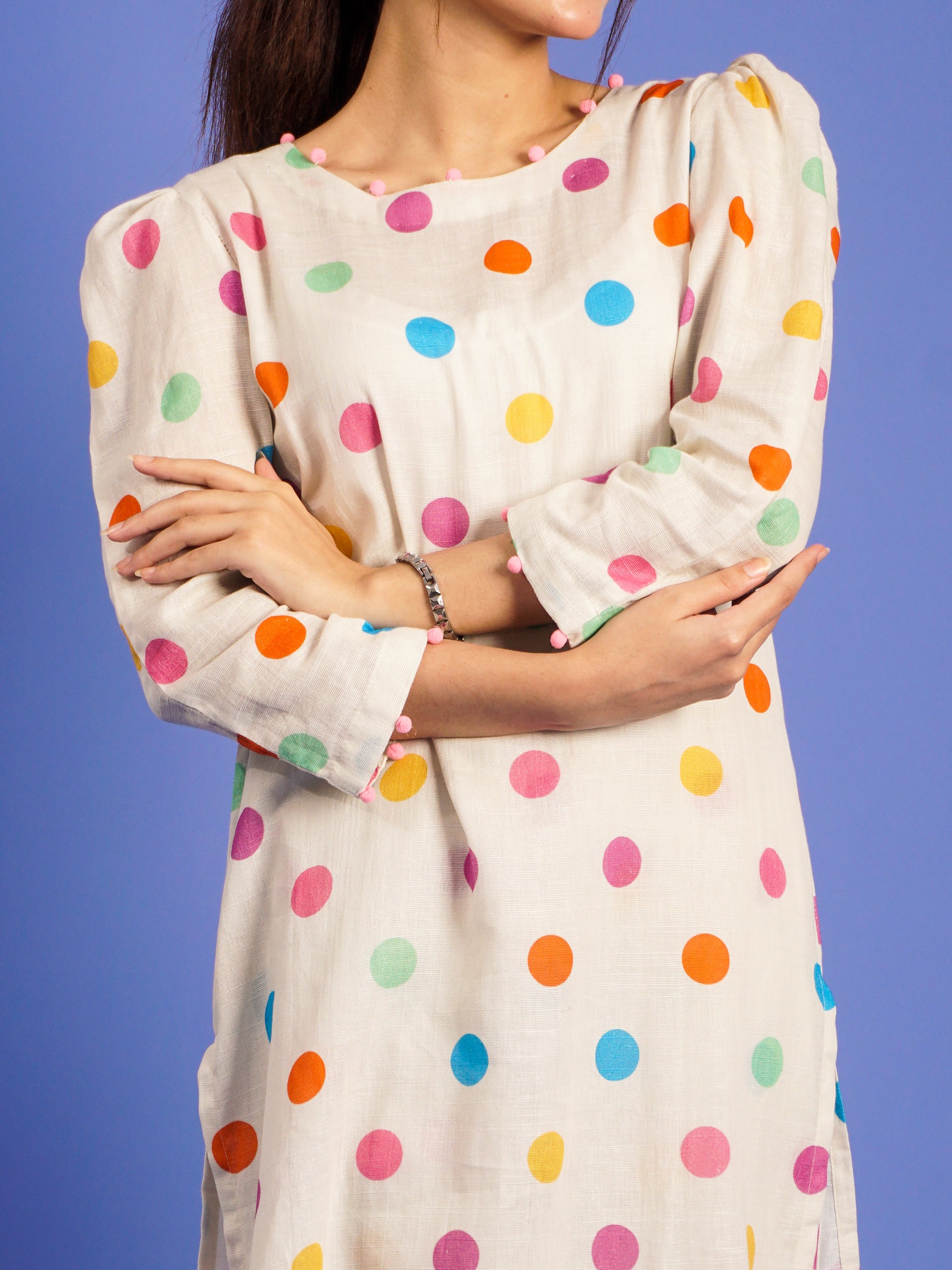 White Khaddar Digital Printed 2 pc - 55023