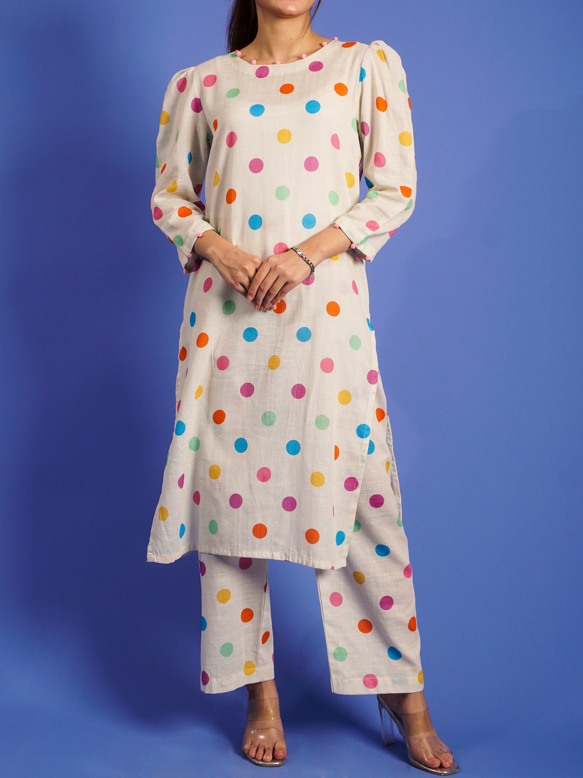 White Khaddar Digital Printed 2 pc - 55023