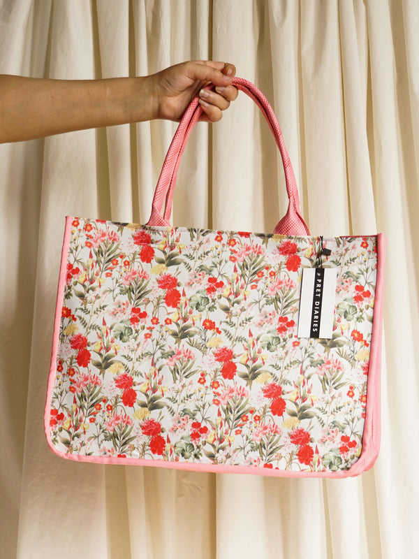 Floral Printed Canvas Tote Bag