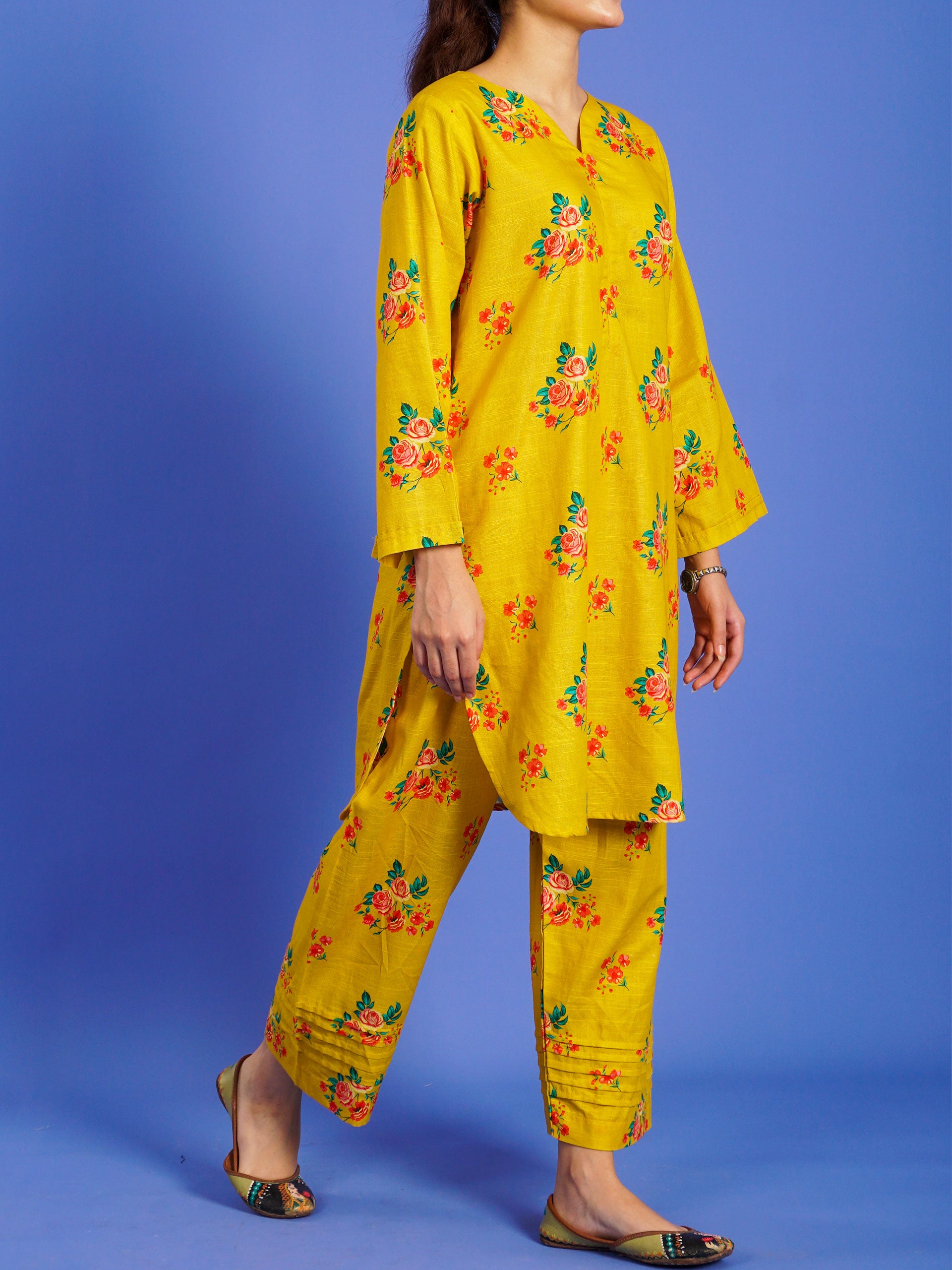 Yellow Khaddar Digital Printed 2 pc - 55038