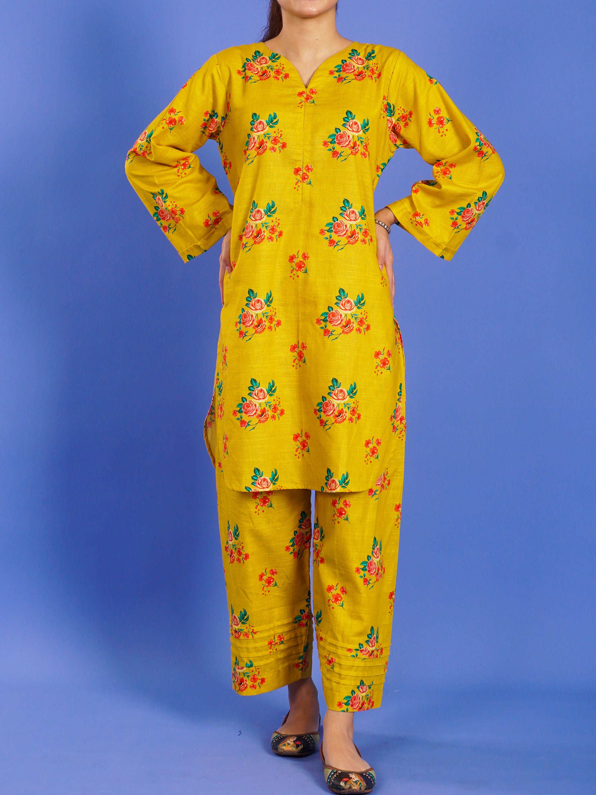 Yellow Khaddar Digital Printed 2 pc - 55038