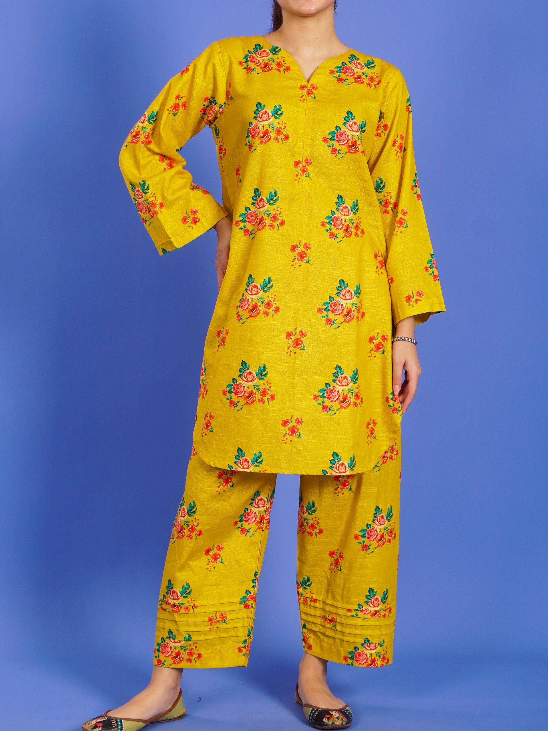 Yellow Khaddar Digital Printed 2 pc - 55038
